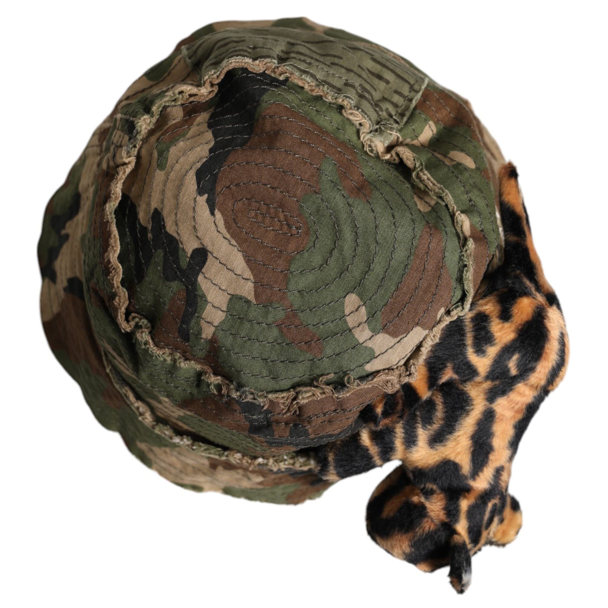 Dolce & Gabbana Multicolor Leopard Embellish Wide Brim Bucket Hat