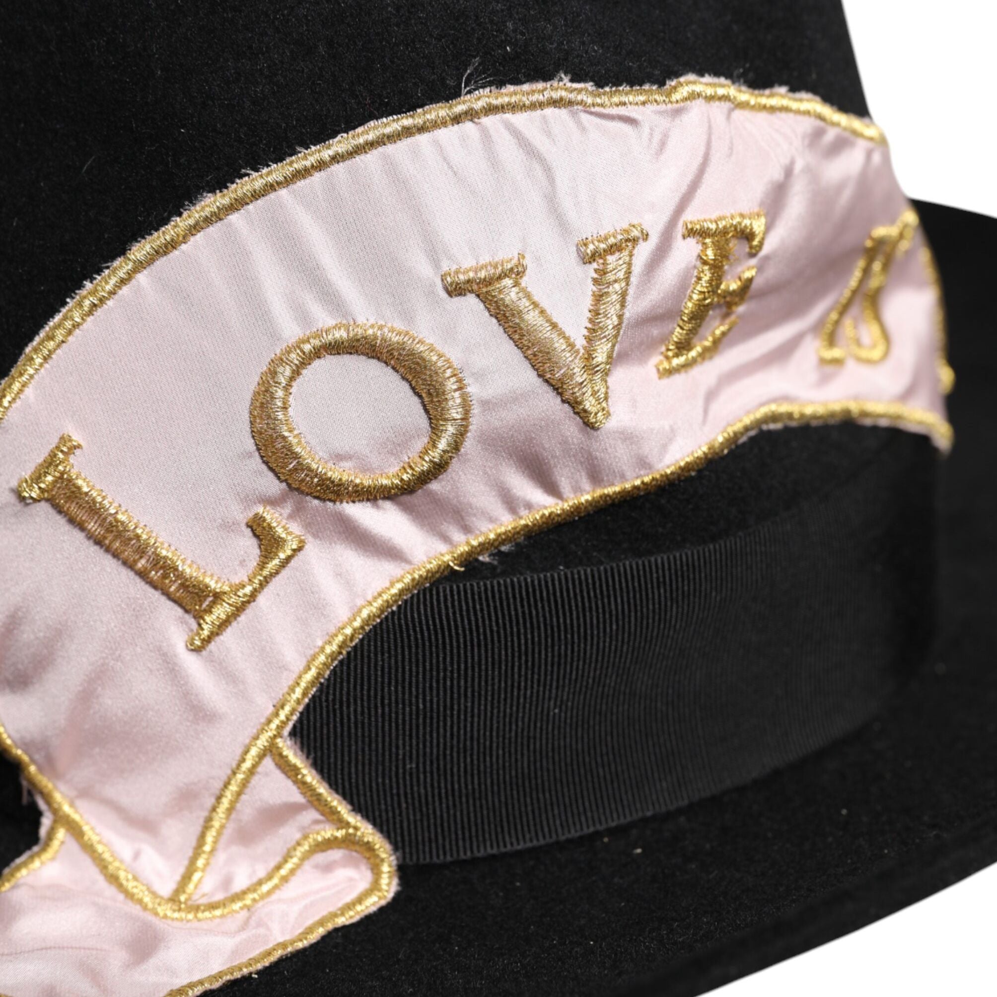 Dolce & Gabbana Black Logo Embroidered Women Wide Brim Hat