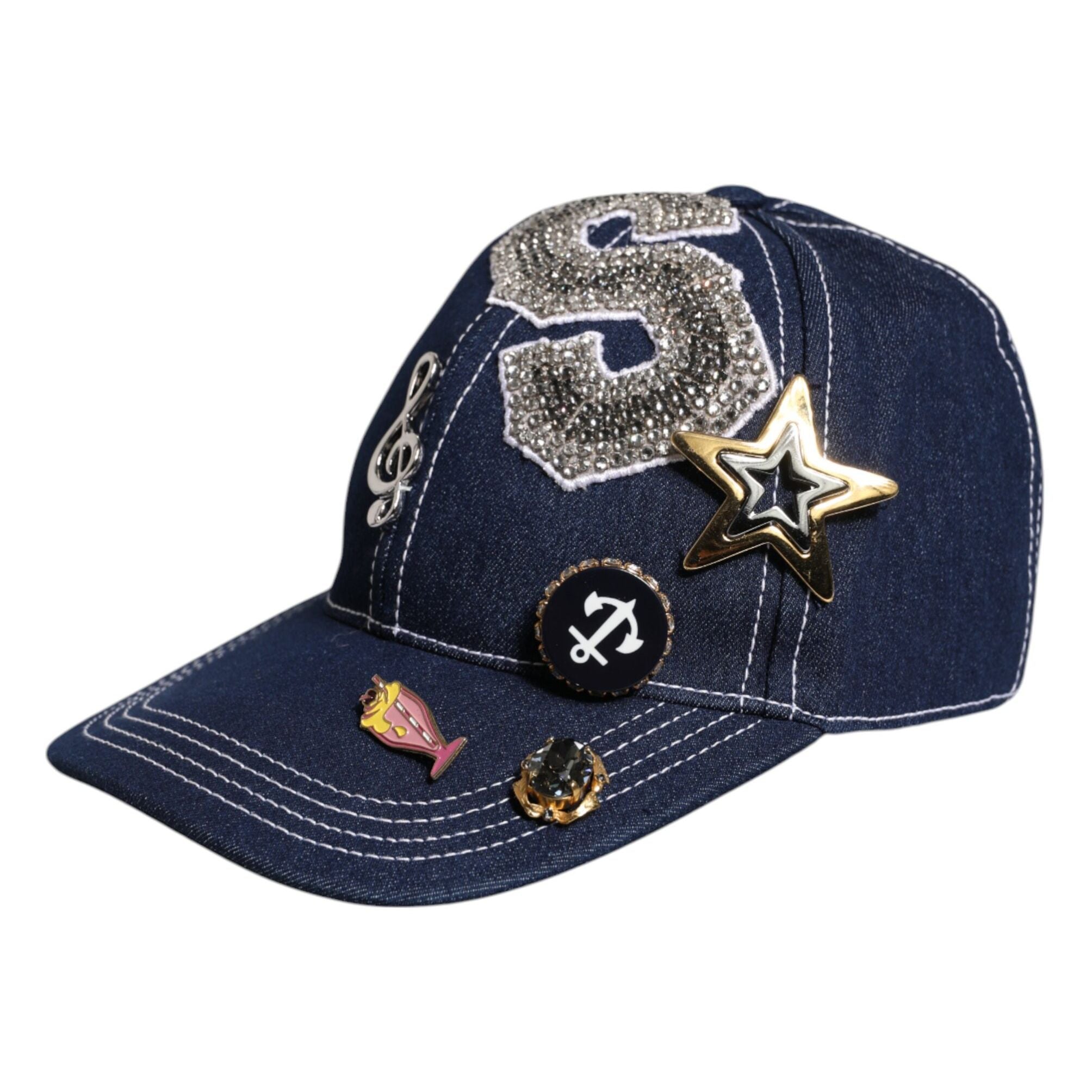 Dolce & Gabbana Blue Crystal Embellishment Baseball Cap