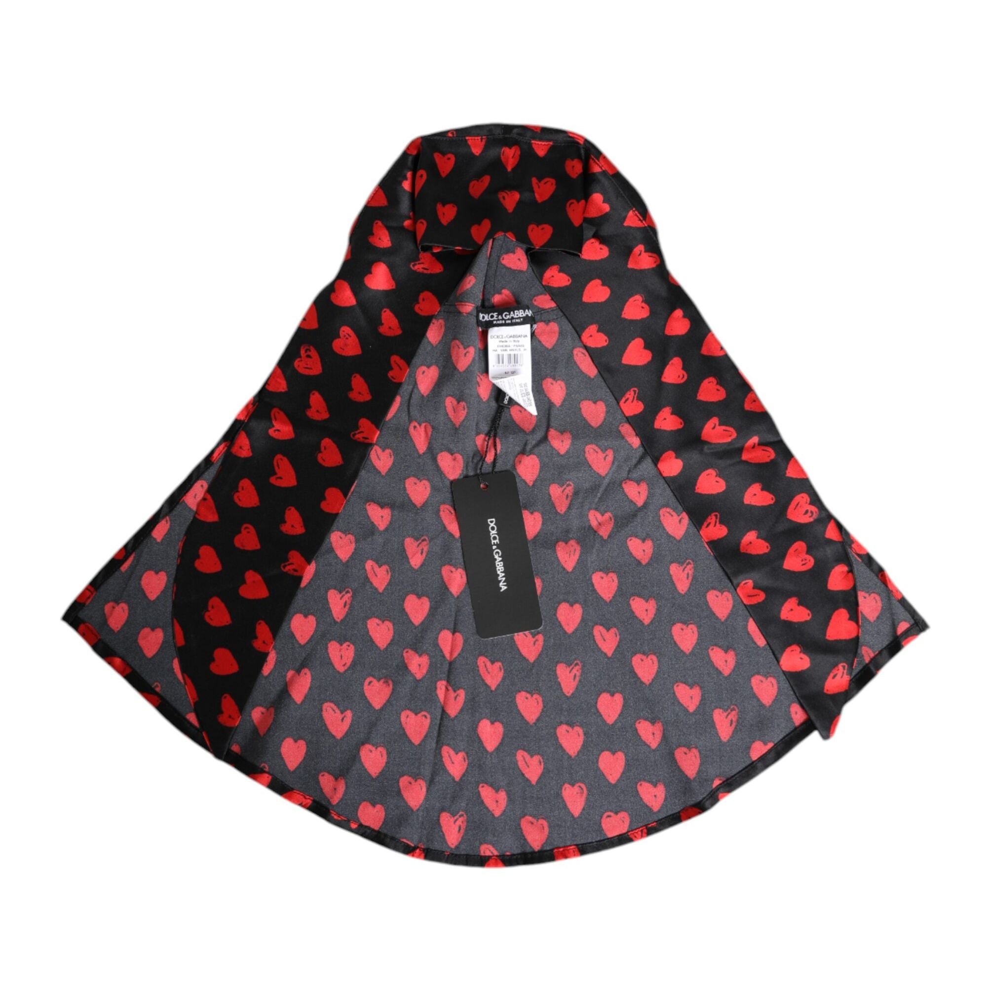 Dolce & Gabbana Black Red Hearts Polyester Hat