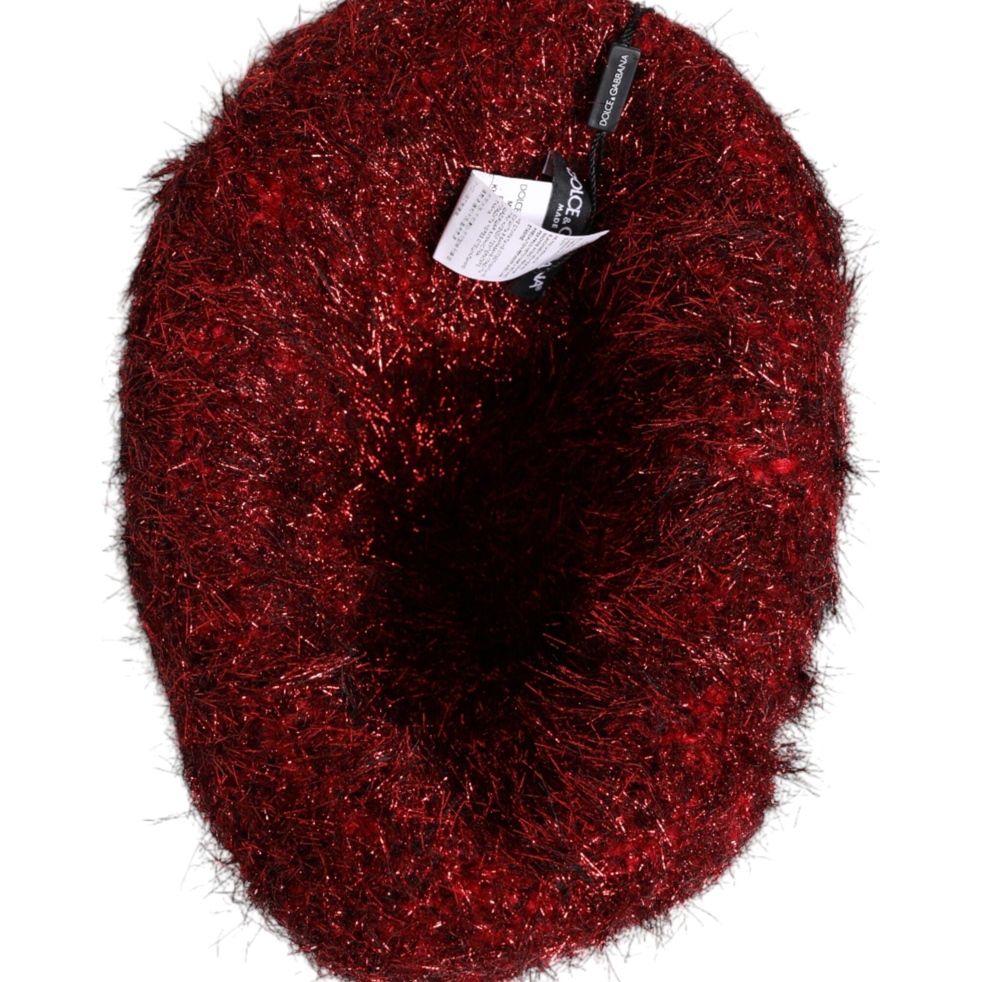 Dolce & Gabbana Red Viscose Tinsel Wide Brim Bucket Hat