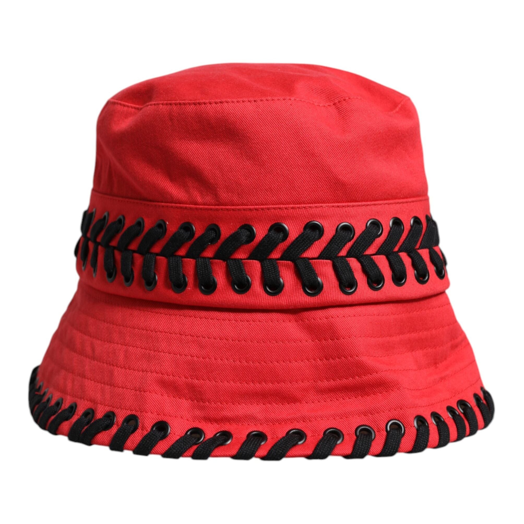 Dolce & Gabbana Red Lace Polyester Wide Brim Bucket Hat