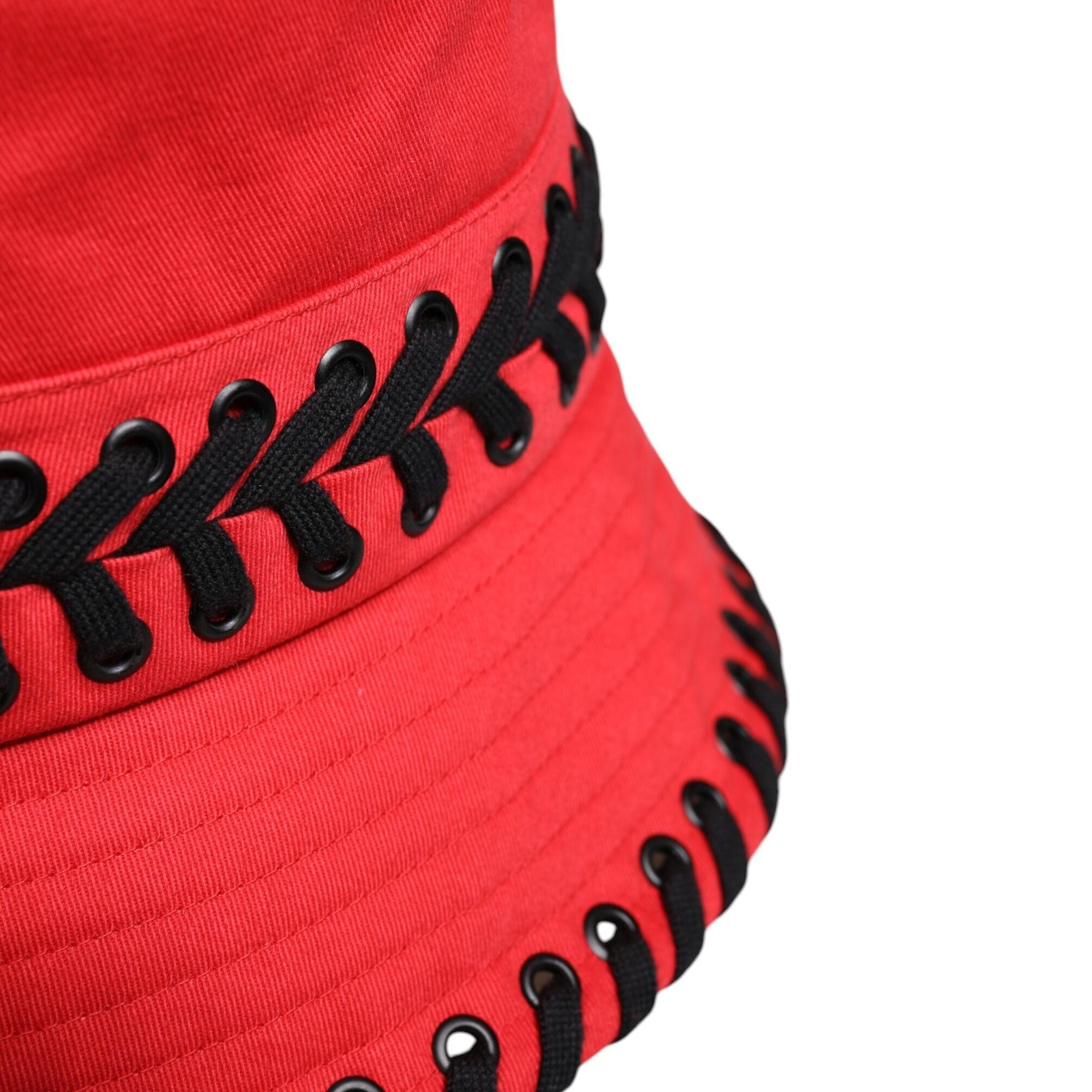 Dolce & Gabbana Red Lace Polyester Wide Brim Bucket Hat