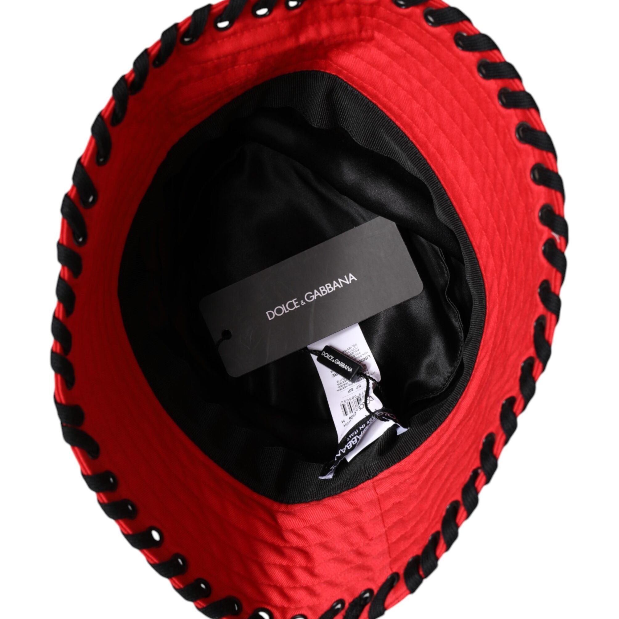Dolce & Gabbana Red Lace Polyester Wide Brim Bucket Hat