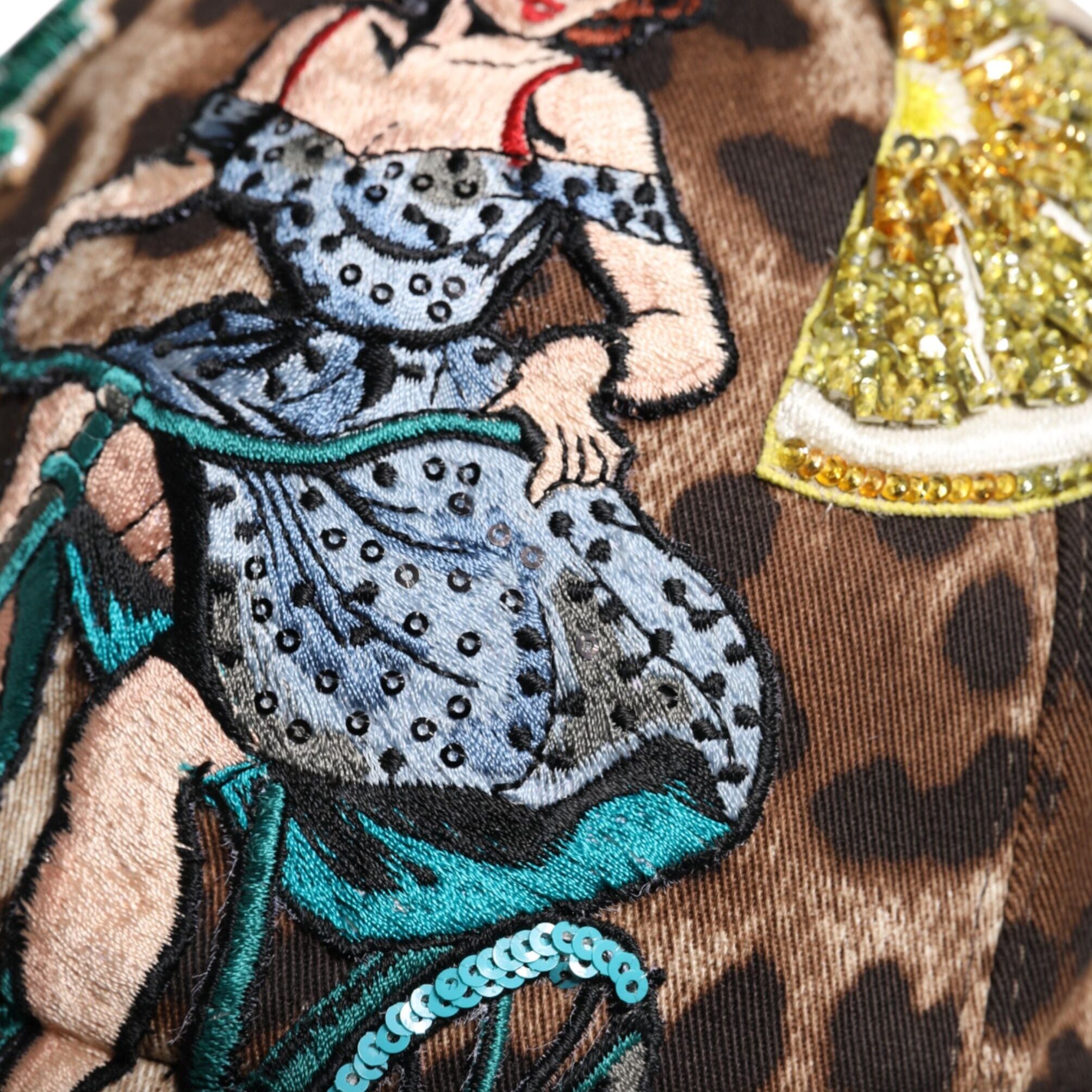 Dolce & Gabbana Brown Leopard Sequin Sicily Baseball Cap
