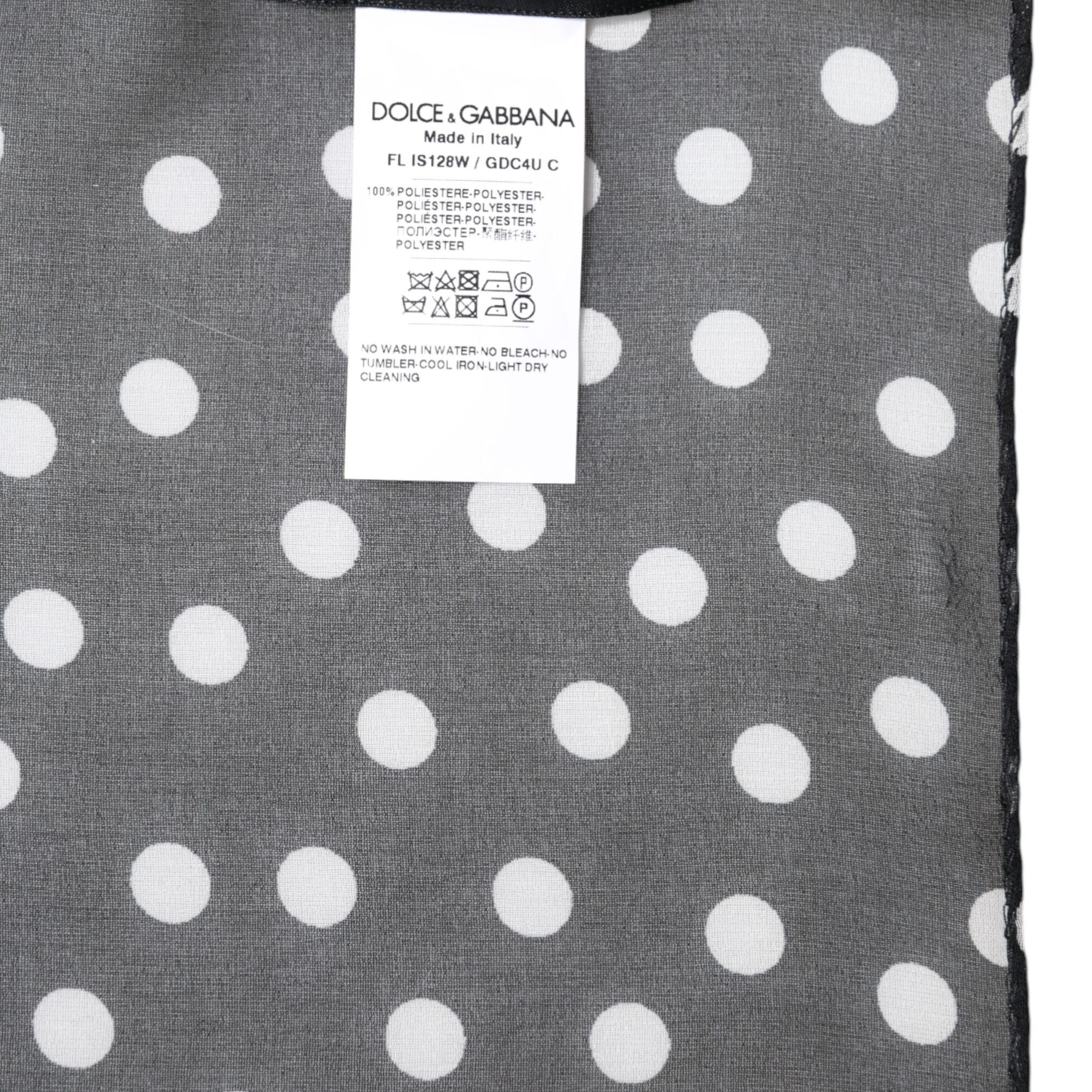 Dolce & Gabbana Black Polka Dots Polyester Wrap Shawl Scarf