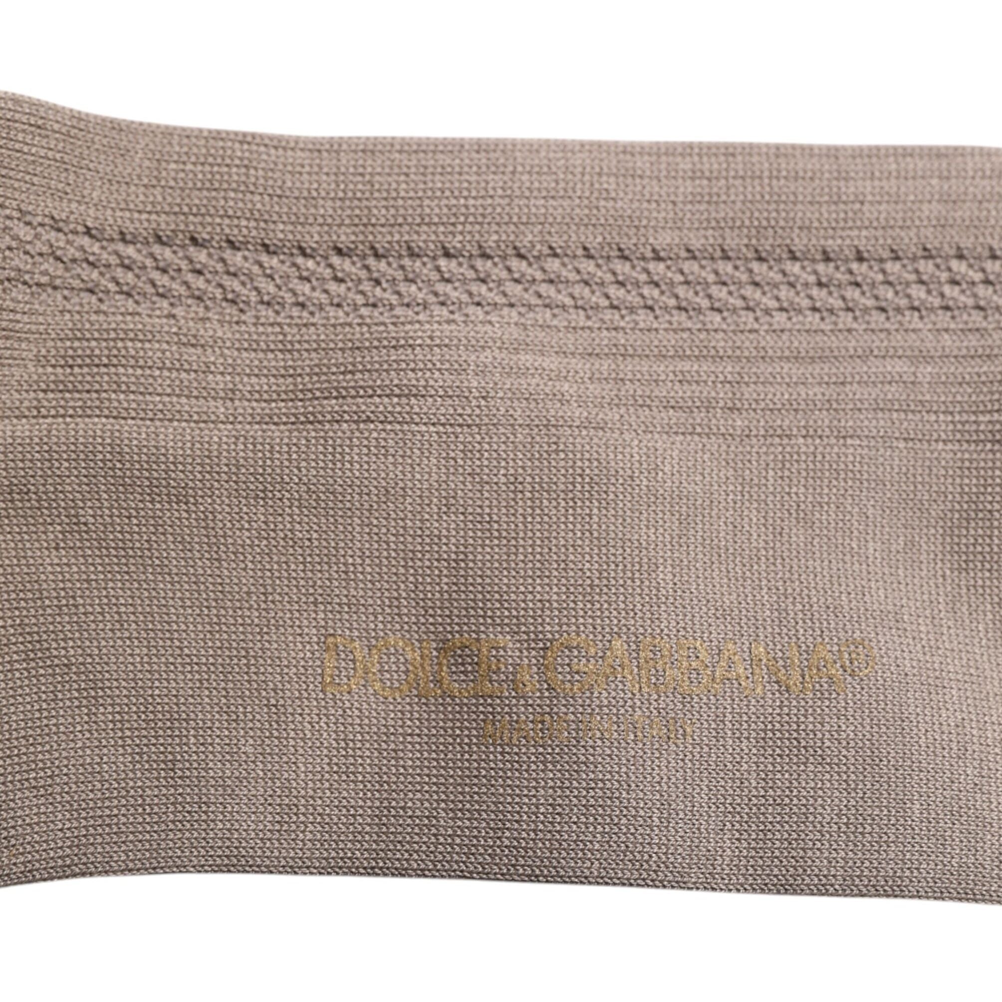 Dolce & Gabbana Brown Cotton Stretch Logo Over Calf Socks