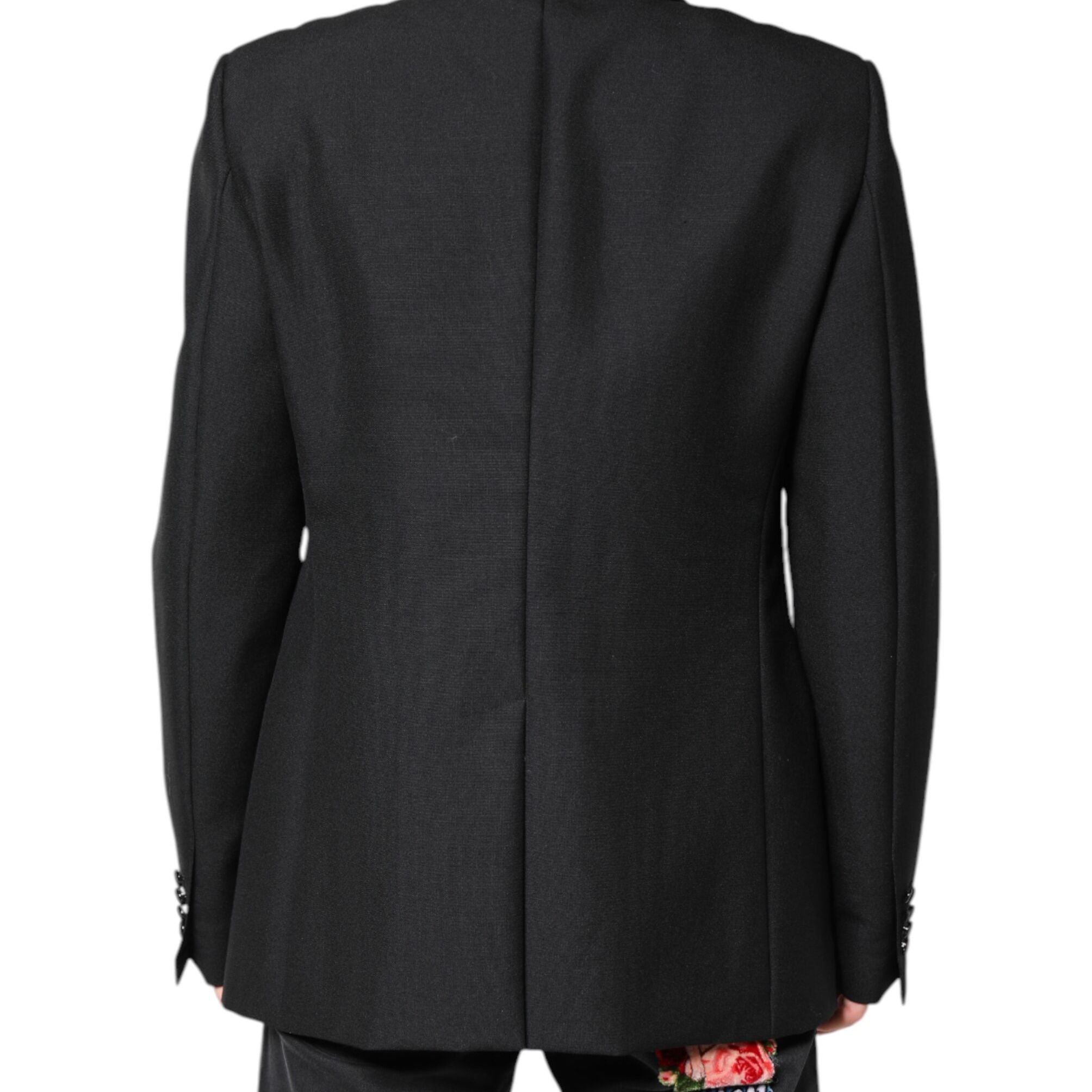 Dolce & Gabbana Black Wool Single Breasted Coat Blazer