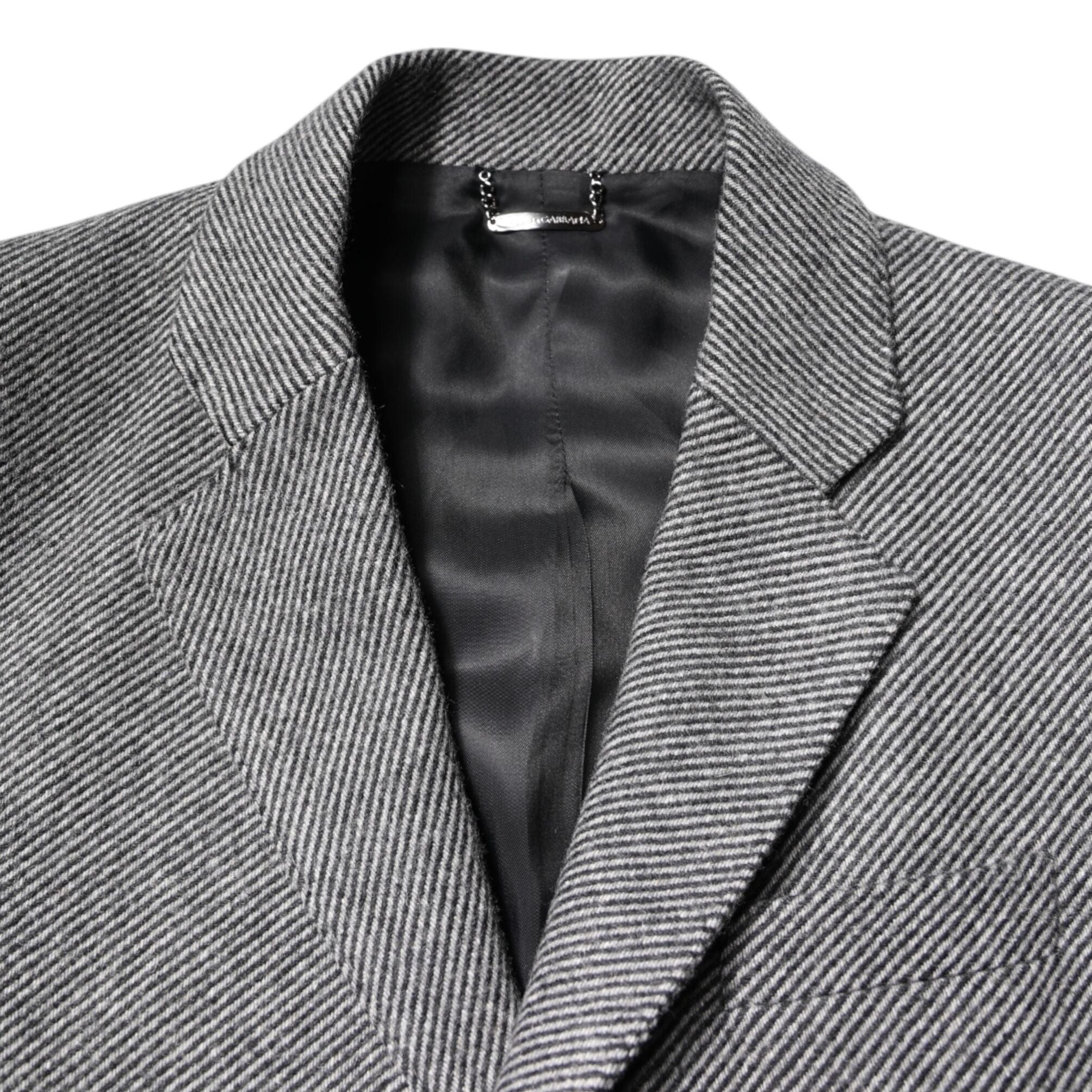 Dolce & Gabbana Gray Wool Single Breasted Trench Coat Jacket