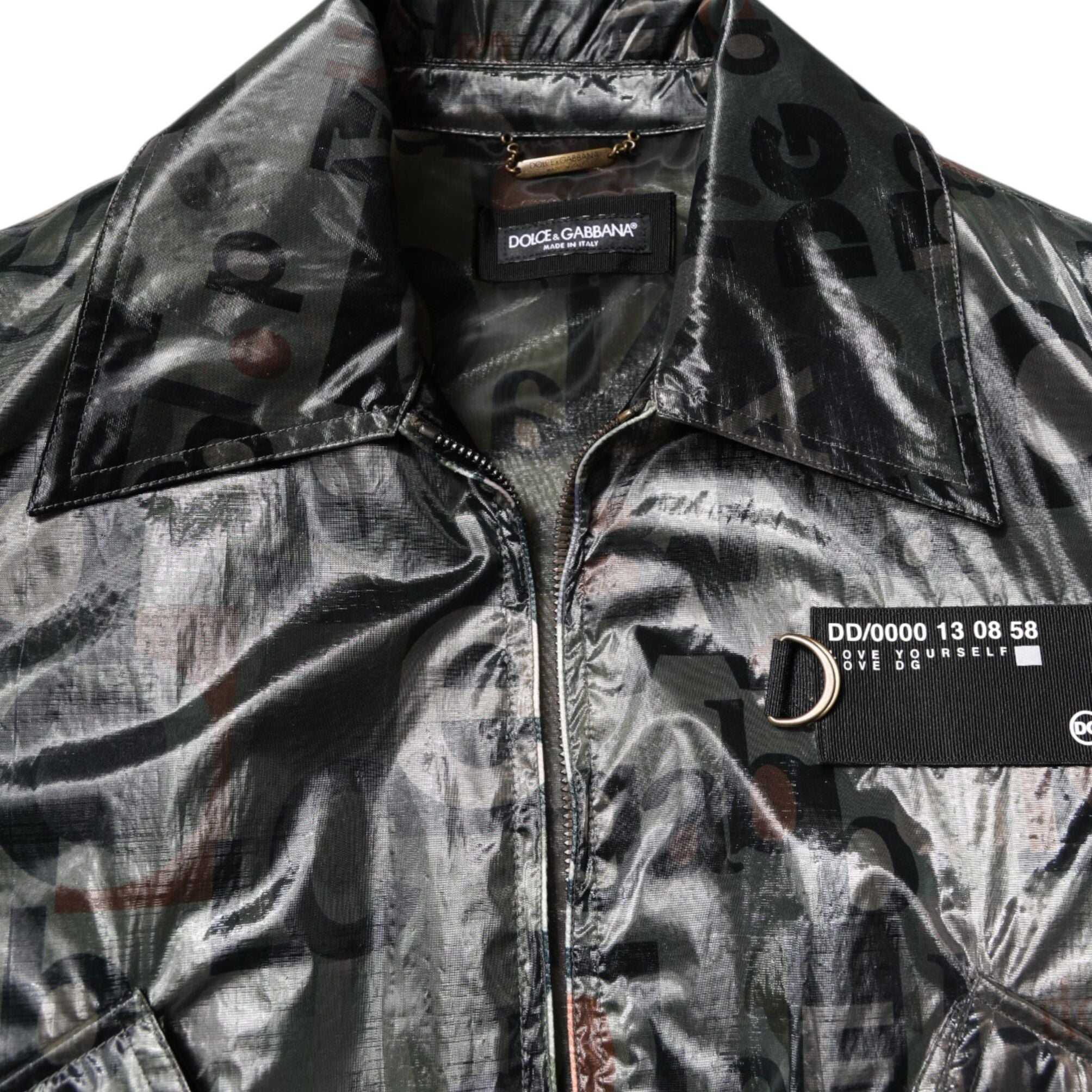 Dolce & Gabbana Green DG Logo Print Bomber Full Zip Jacket