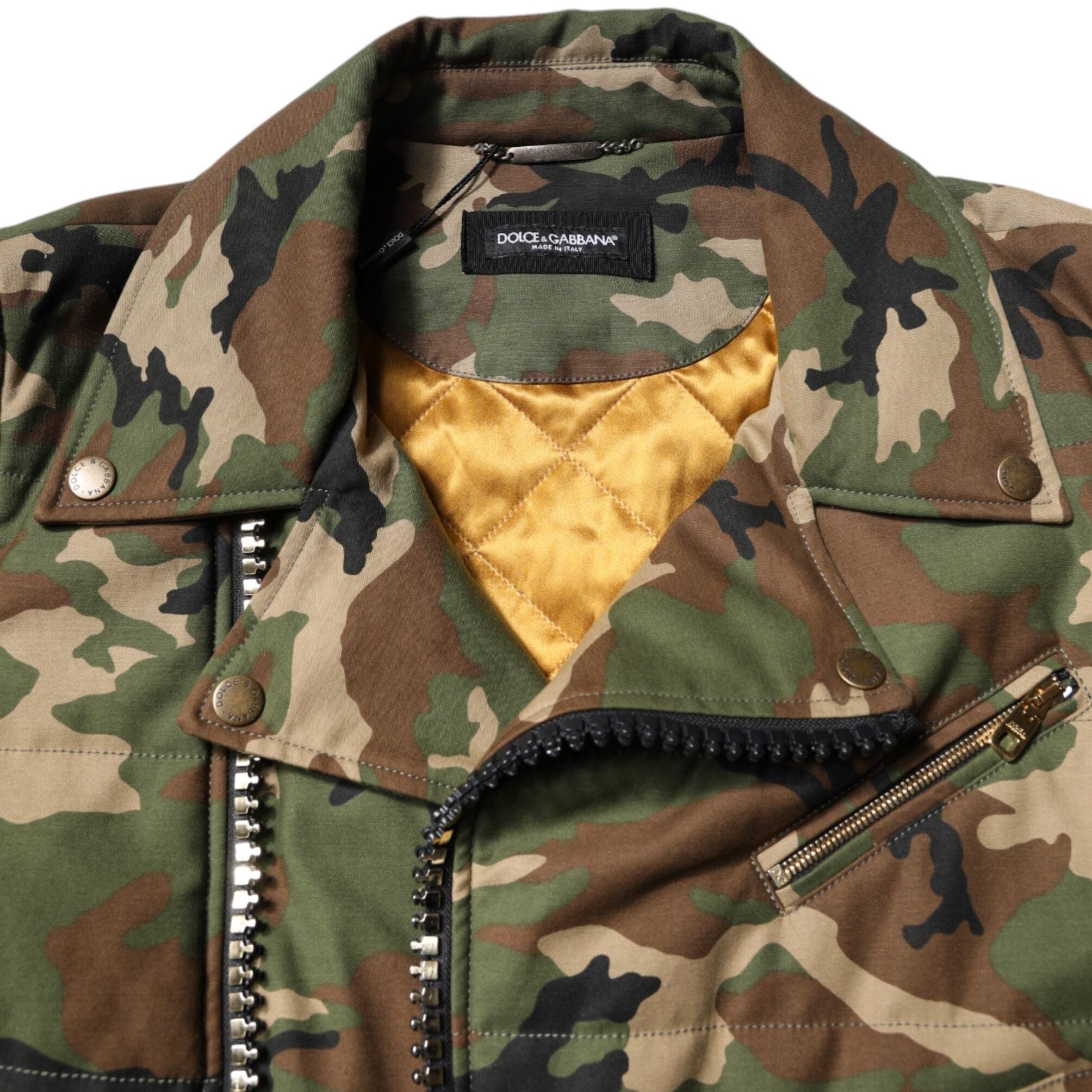 Dolce & Gabbana Multicolor Camouflage Nylon Biker Jacket
