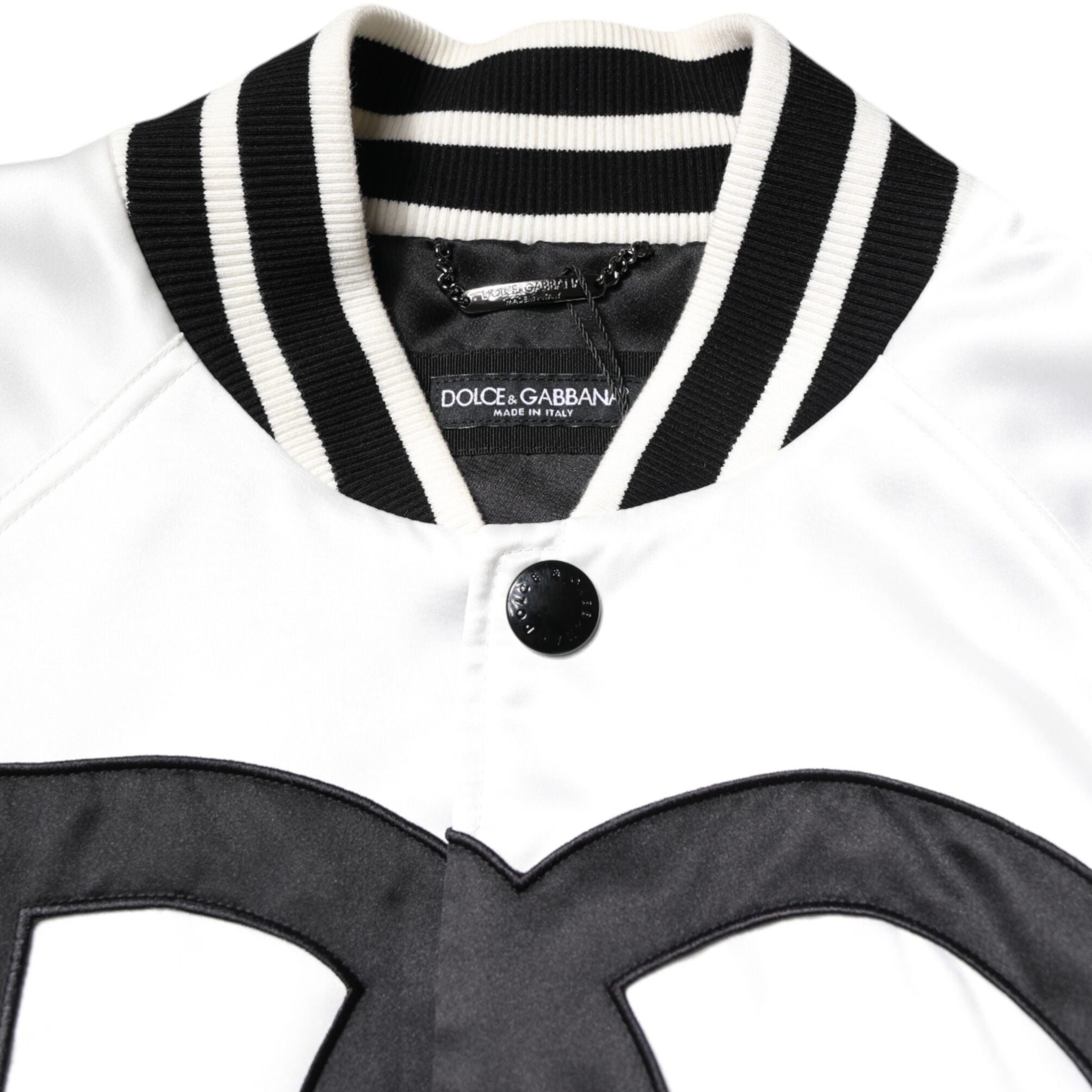 Dolce & Gabbana White DG Logo Polyester Jersey Bomber Jacket