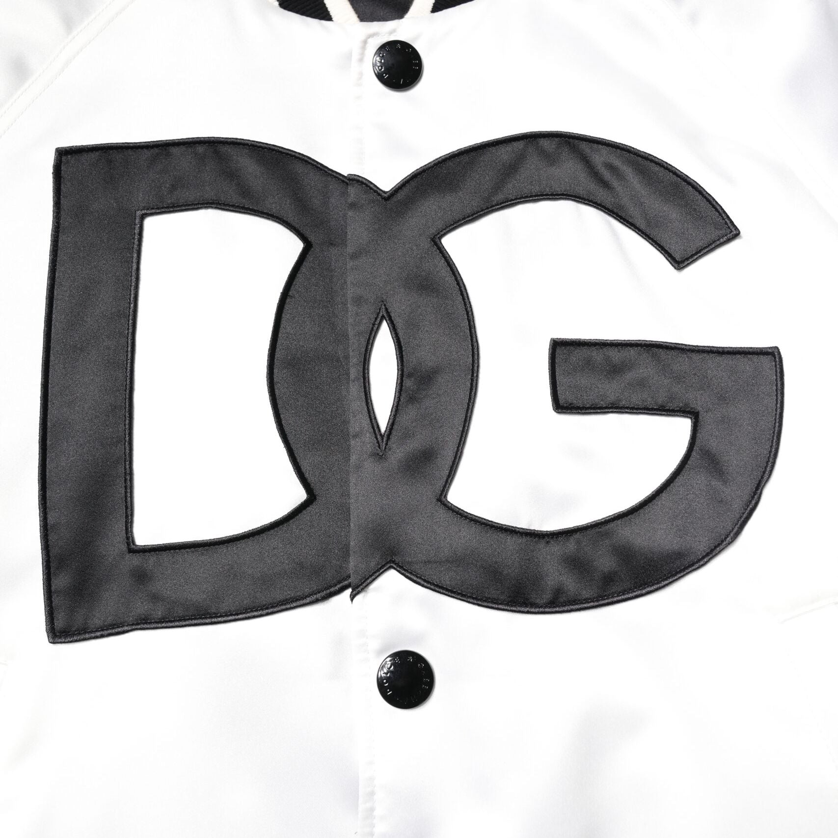 Dolce & Gabbana White DG Logo Polyester Jersey Bomber Jacket