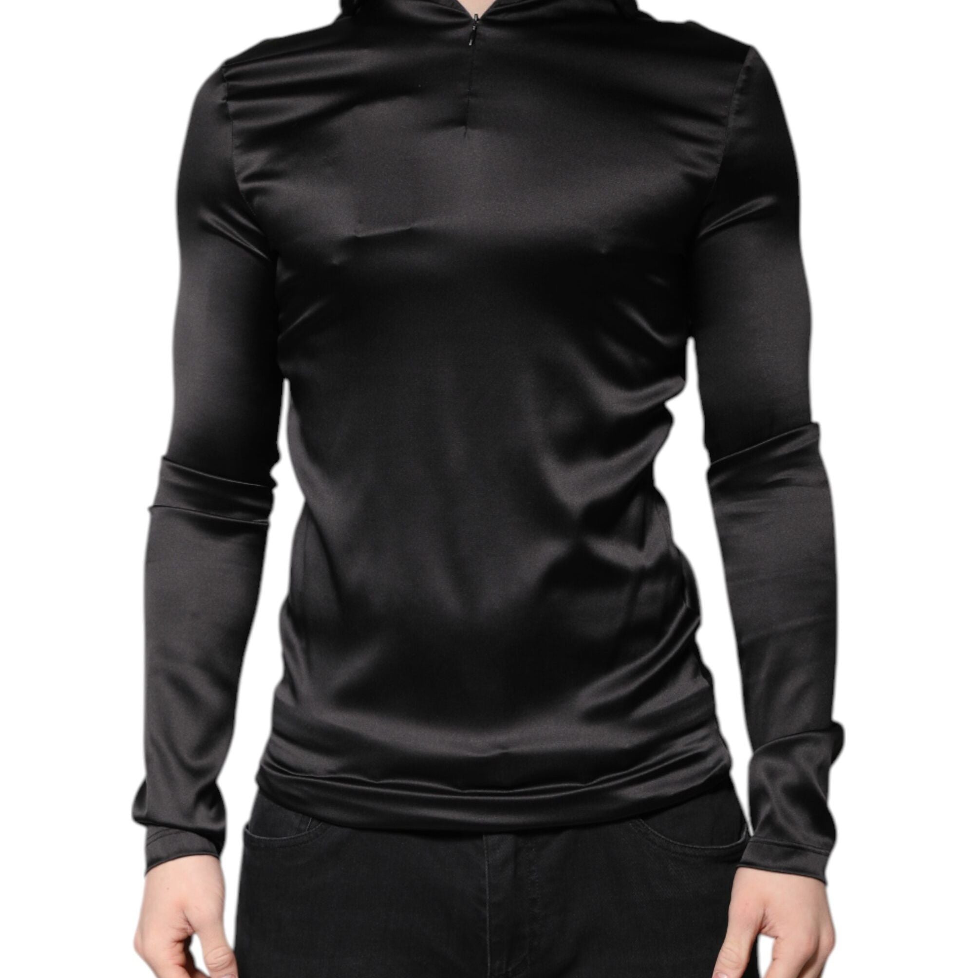 Dolce & Gabbana Black Silk Turtleneck Men Pullover Sweater