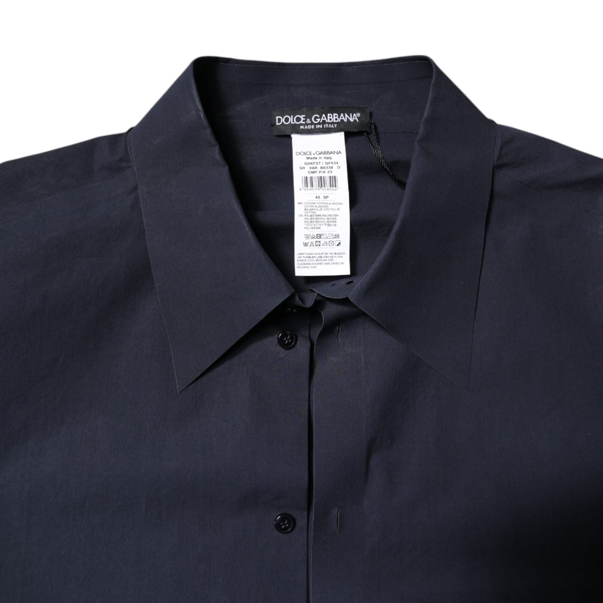 Dolce & Gabbana Dark Blue Cotton Long Sleeve Shirt