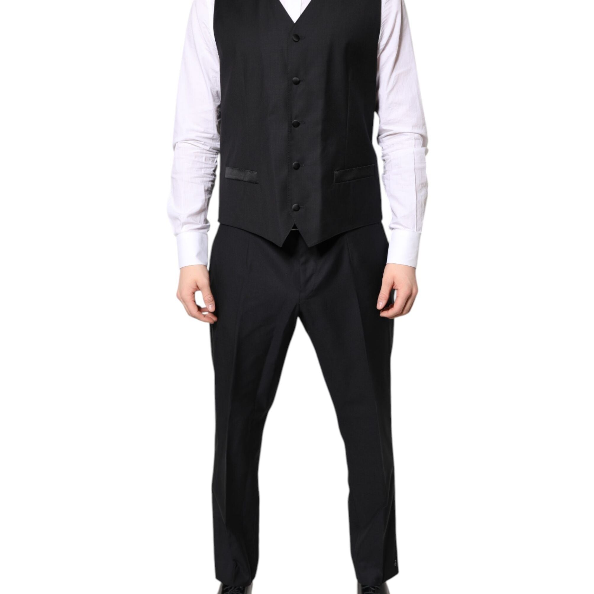 Dolce & Gabbana Black Double Breasted Formal 3 Piece Suit