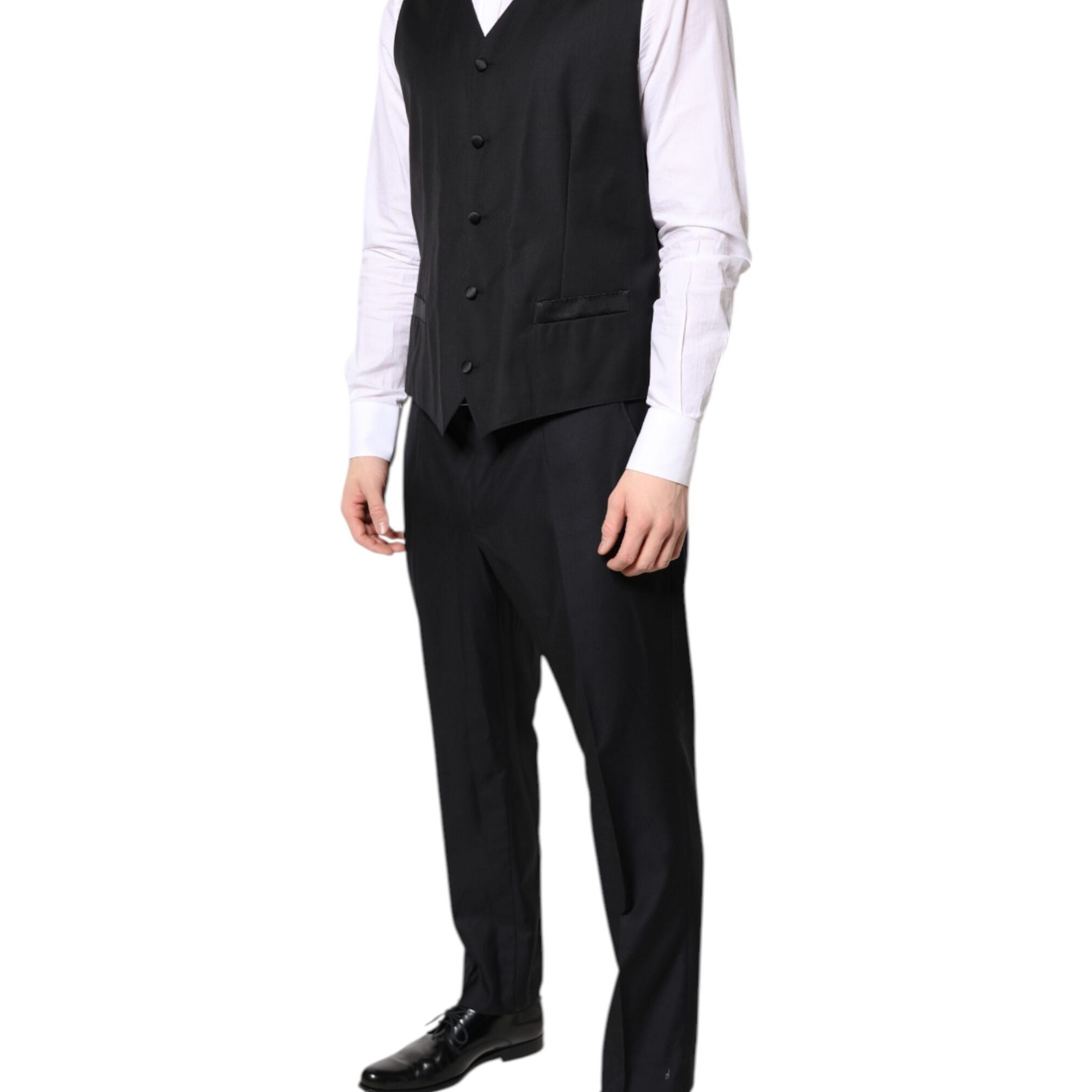 Dolce & Gabbana Black Double Breasted Formal 3 Piece Suit