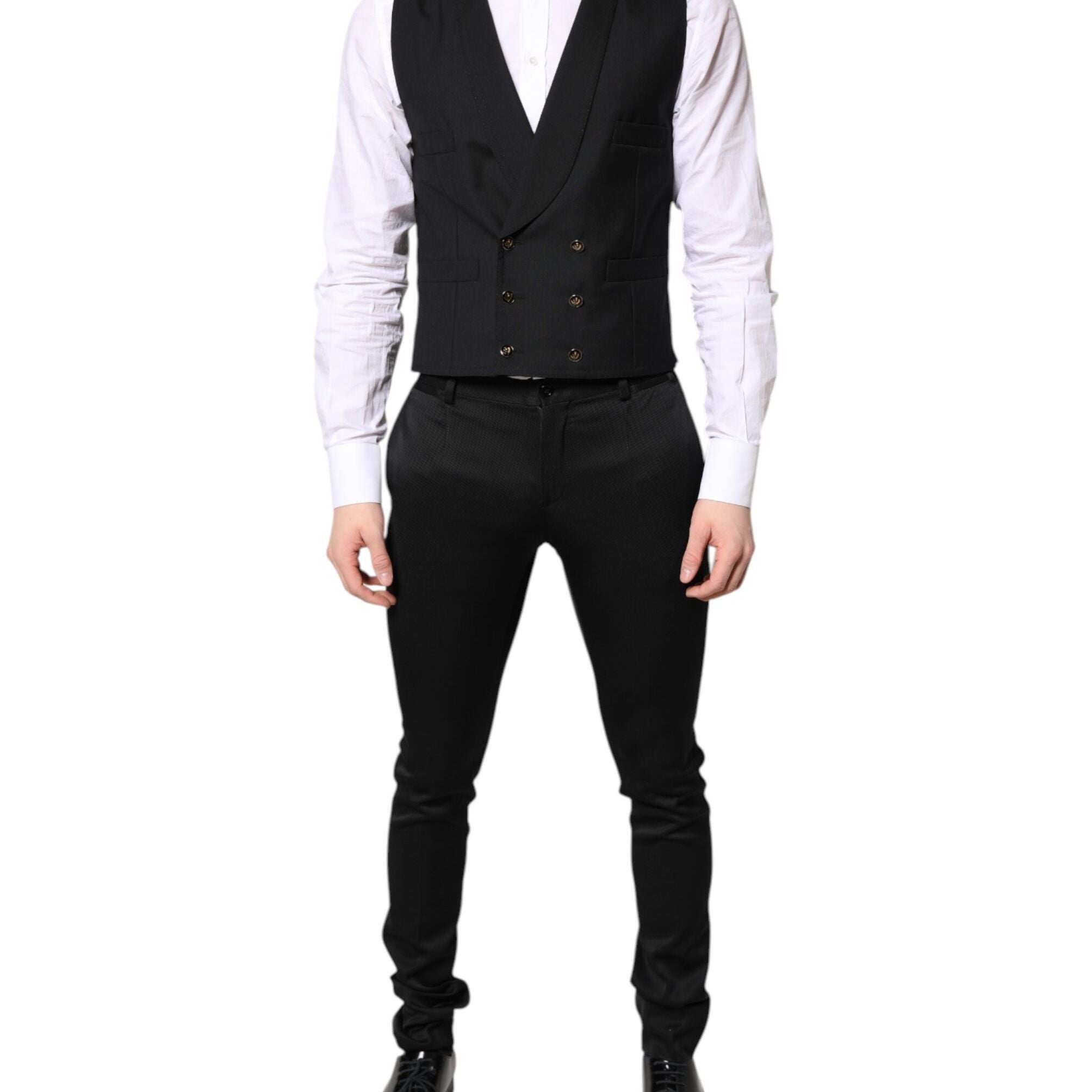 Dolce & Gabbana Black Single Breasted Formal Blazer with Vest