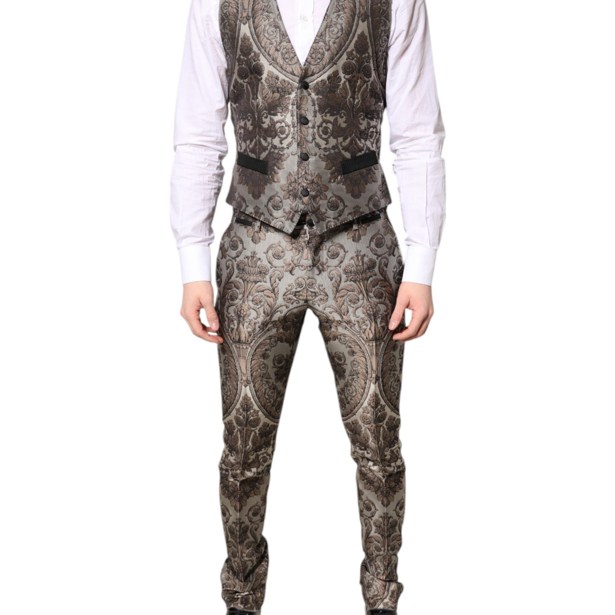 Dolce & Gabbana Multicolor Jacquard Single Breasted 3 Piece Suit