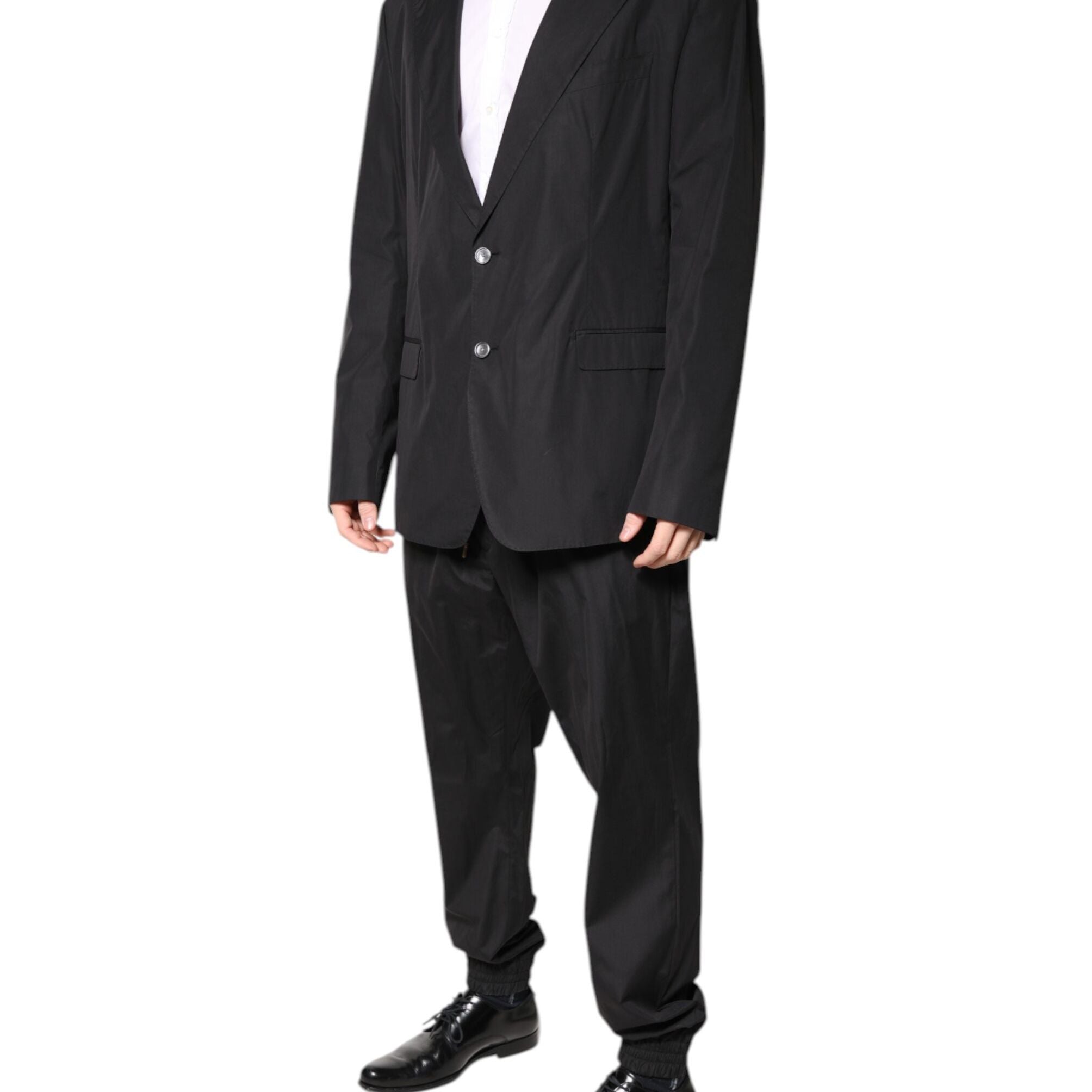 Dolce & Gabbana Black Cotton Single Breasted 2 Piece Suit