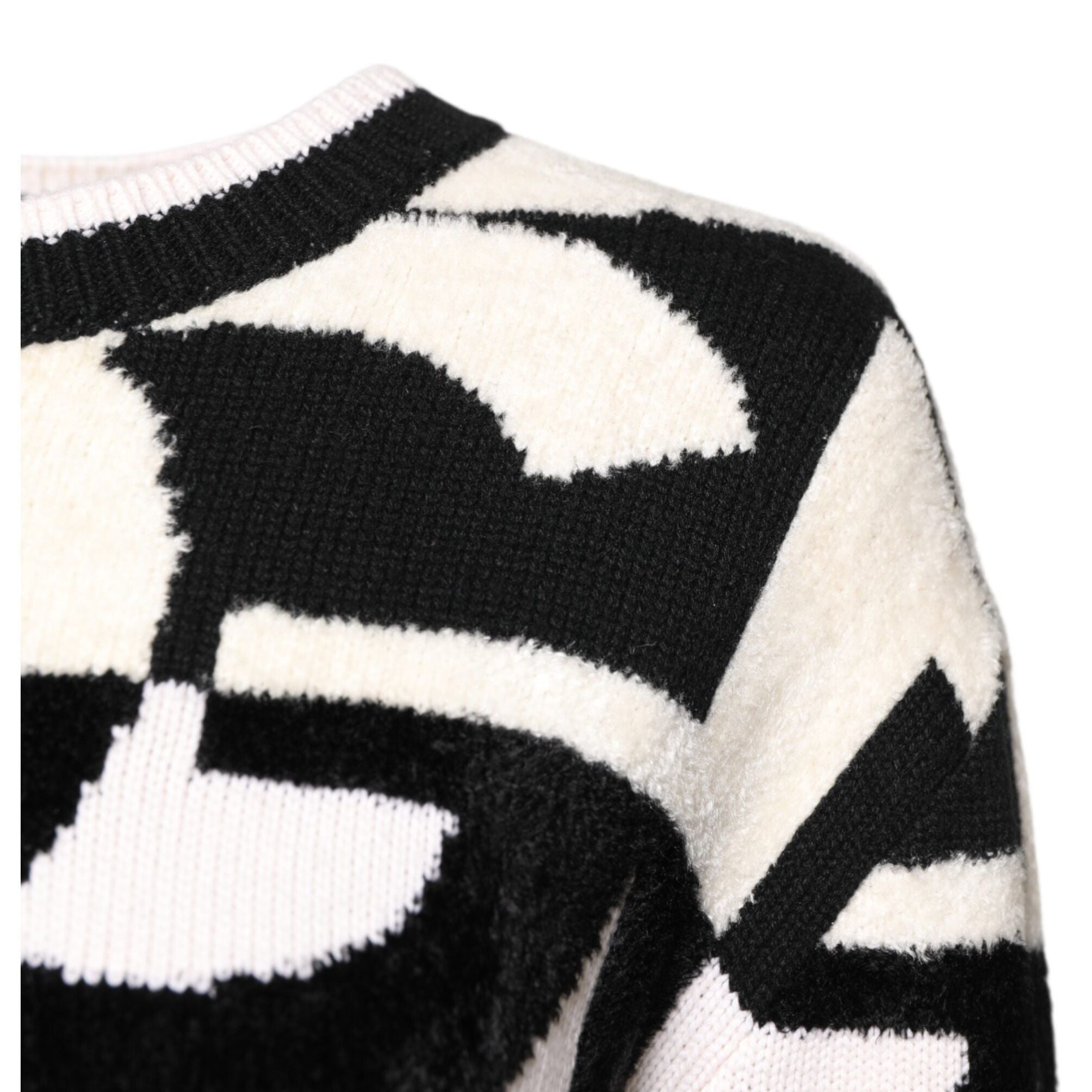 Dolce & Gabbana White Black Logo Print Women Pullover Sweater