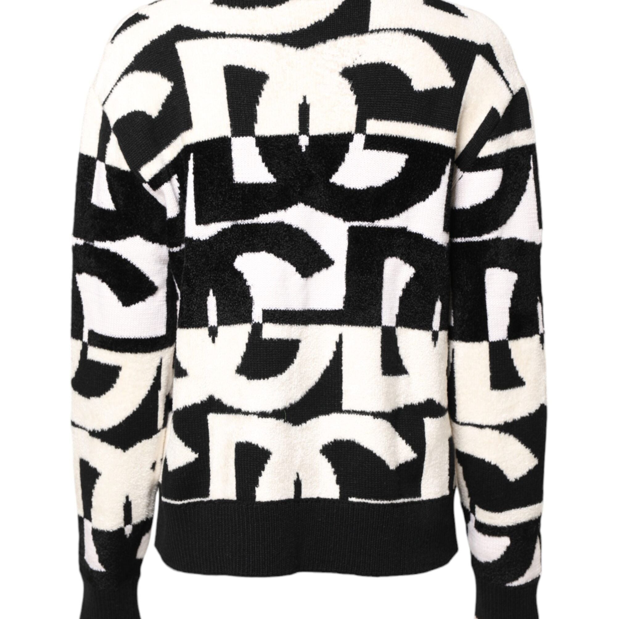 Dolce & Gabbana White Black Logo Print Women Pullover Sweater