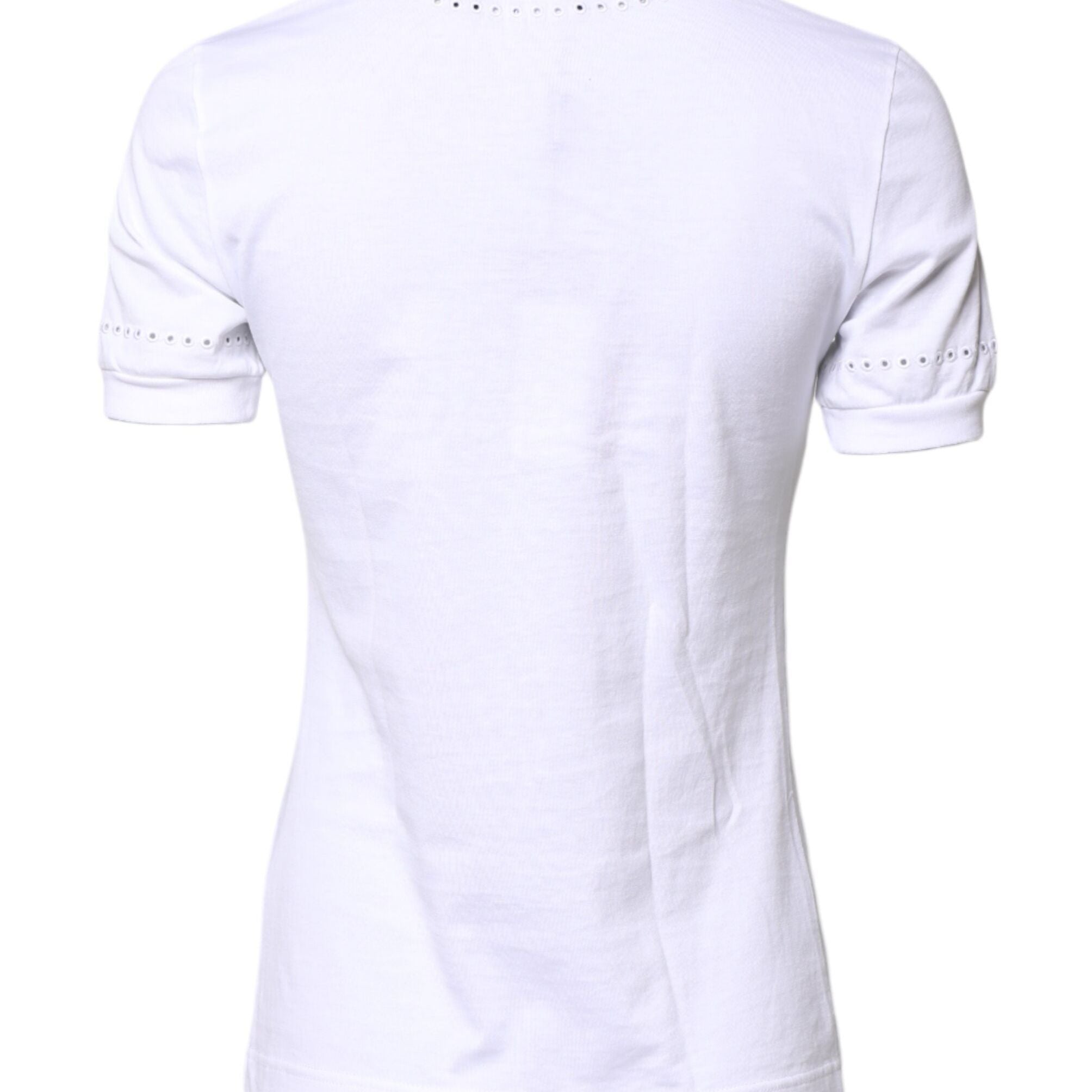 Dolce & Gabbana White Cotton Floral Logo Crew Neck T-shirt