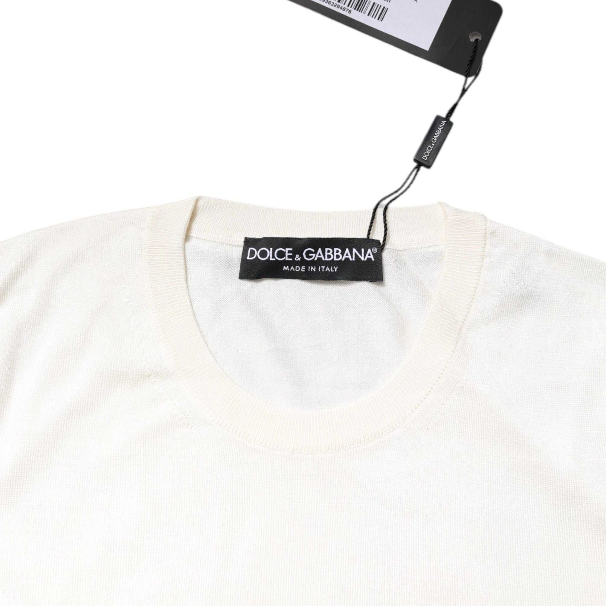 Dolce & Gabbana White Silk Round Neck Sleeveless Tank Top