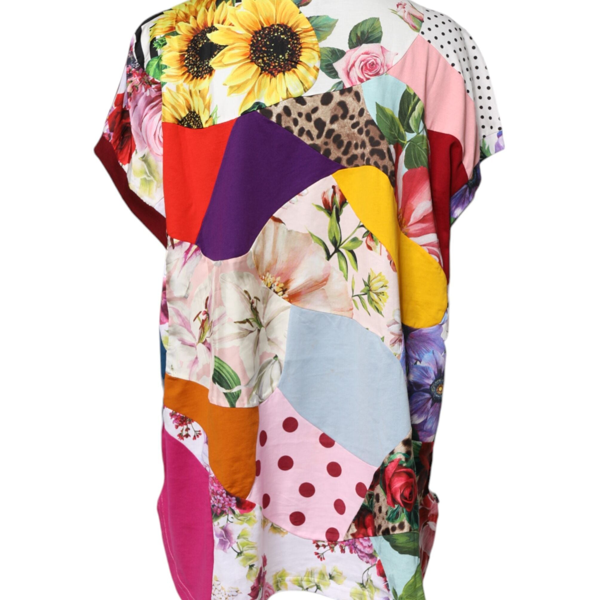 Dolce & Gabbana Multicolor Patchwork Short Sleeve Blouse Top