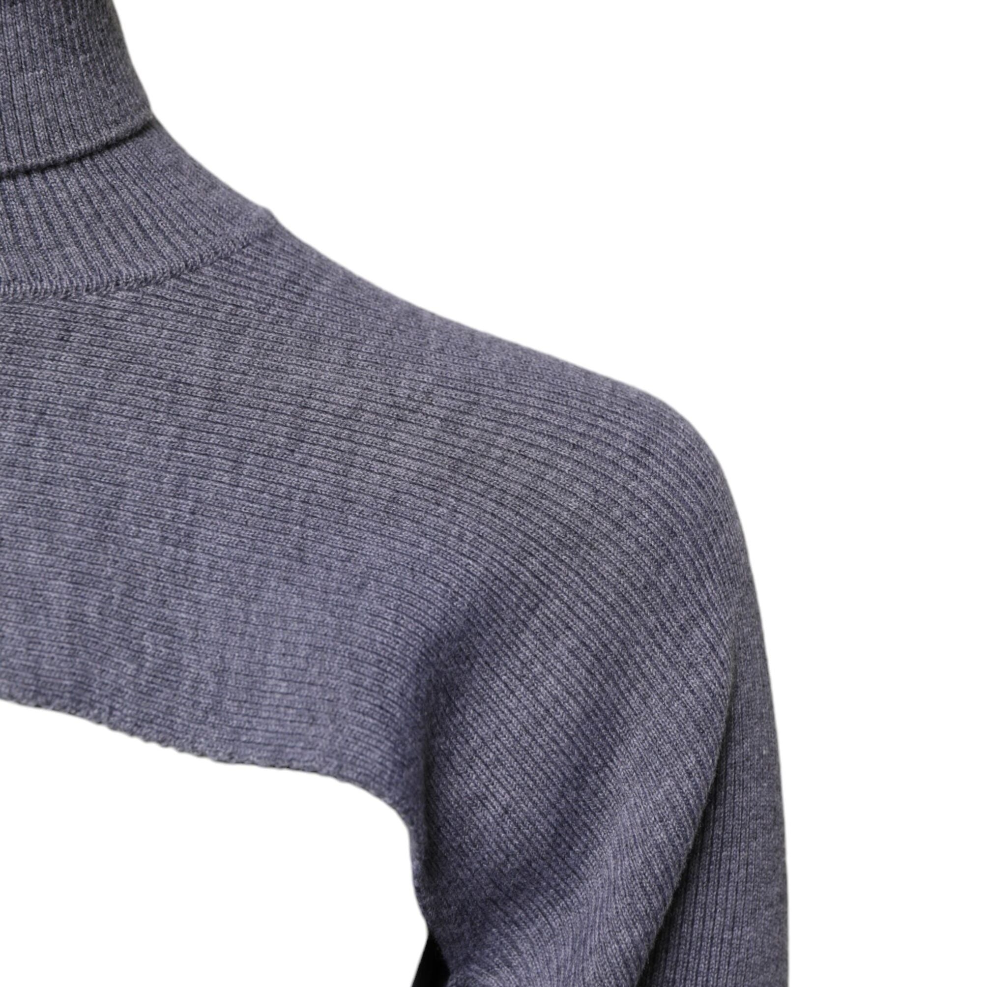 Dolce & Gabbana Gray Wool Knit Turtleneck Cropped Top Sweater
