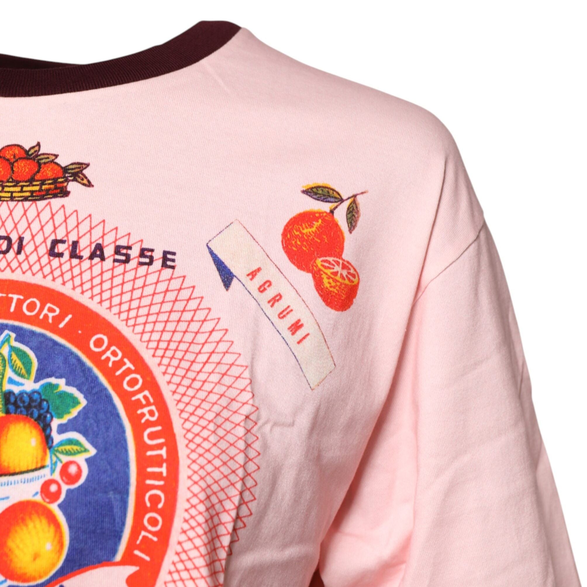 Dolce & Gabbana Pink Print Cotton Short Sleeves Cropped Top