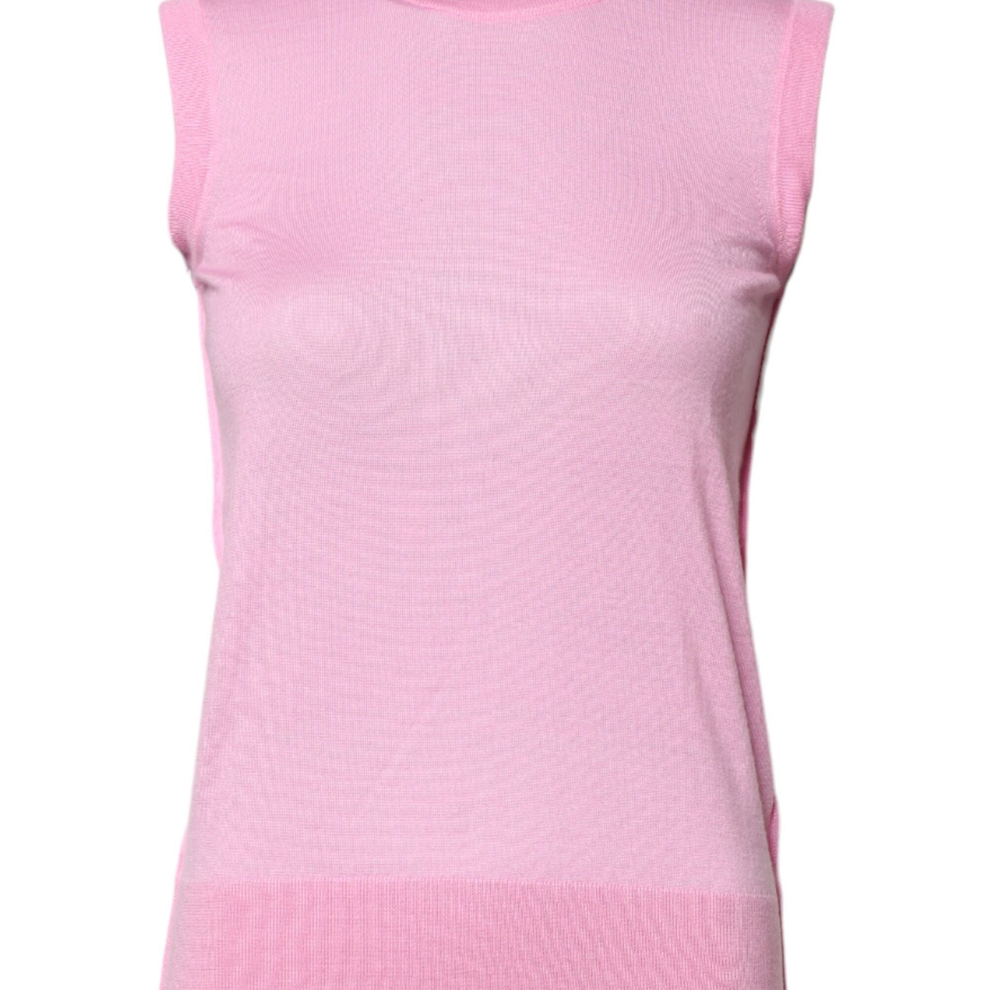 Dolce & Gabbana Pink Cashmere Round Neck Sleeveless Tank Top