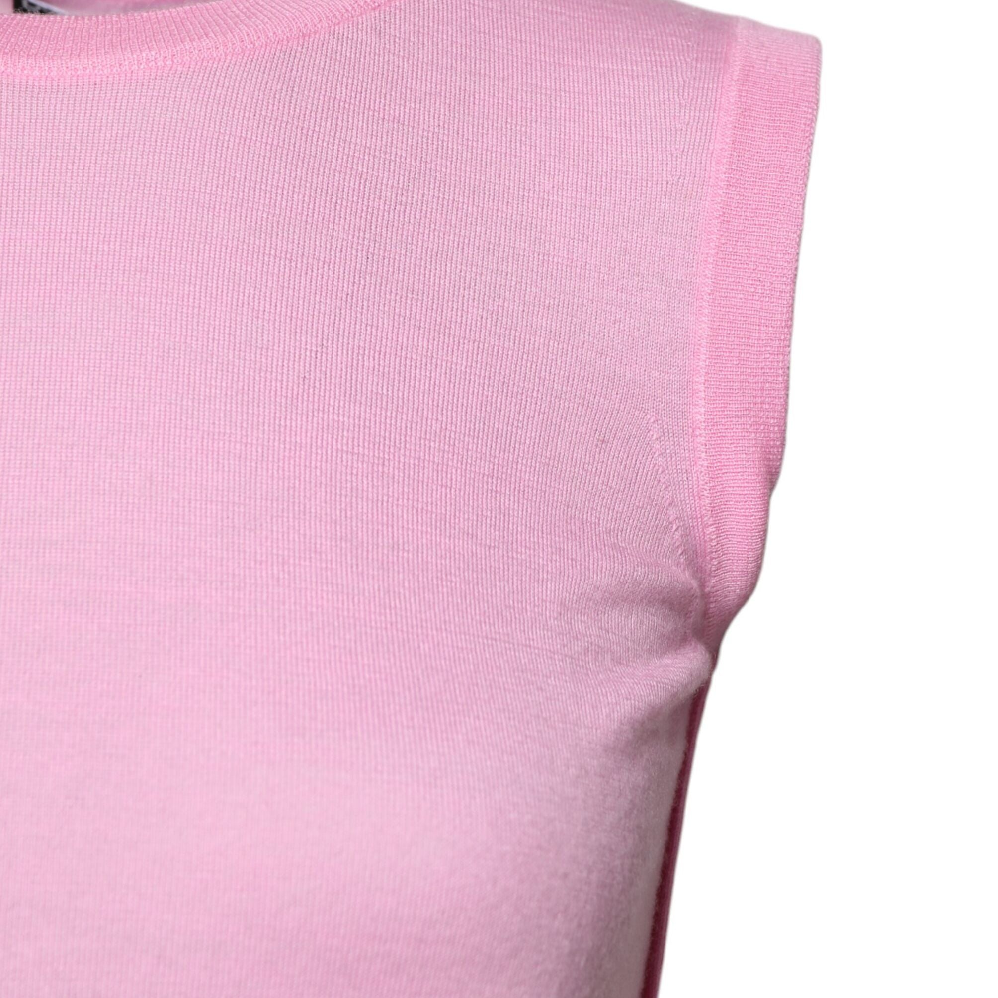 Dolce & Gabbana Pink Cashmere Round Neck Sleeveless Tank Top