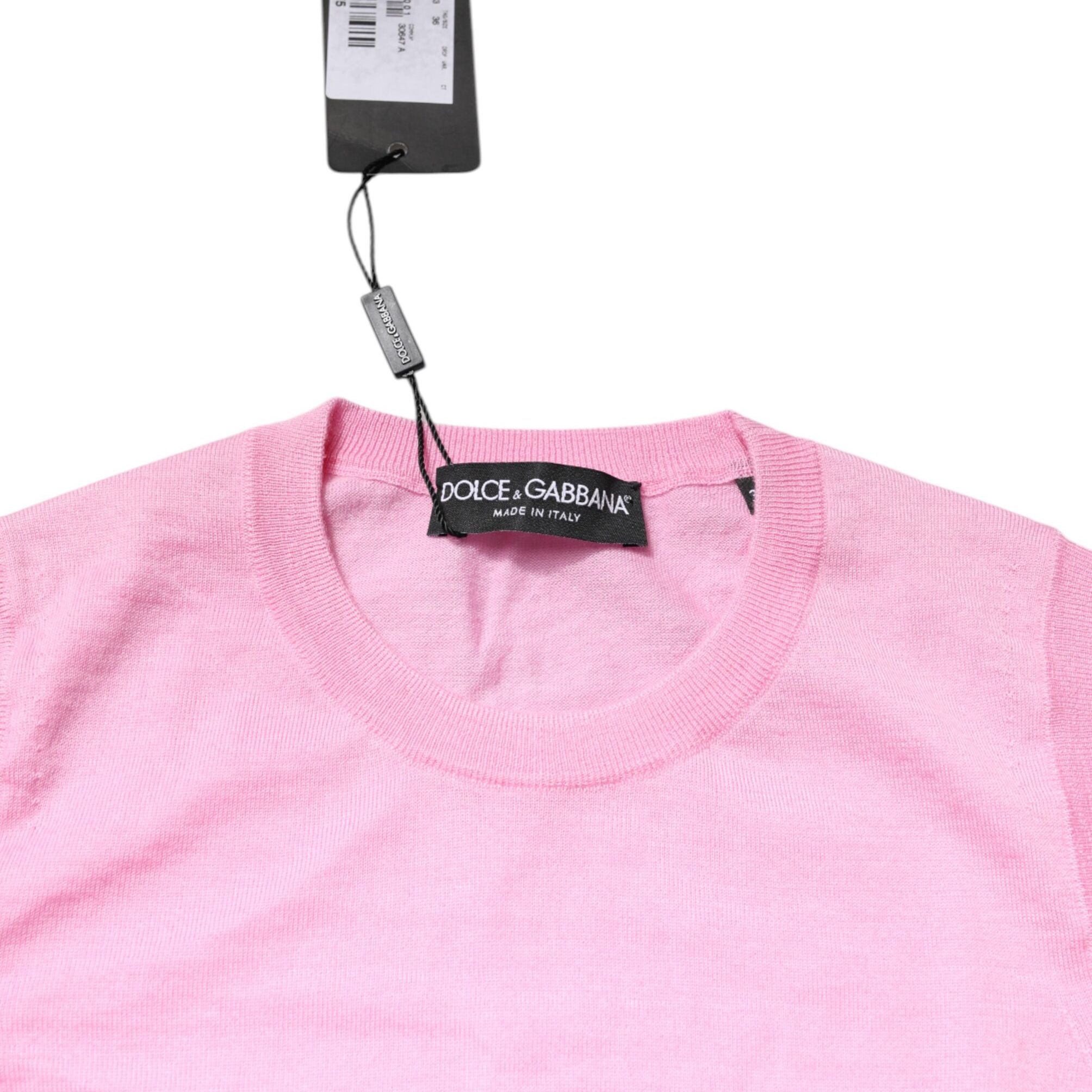 Dolce & Gabbana Pink Cashmere Round Neck Sleeveless Tank Top