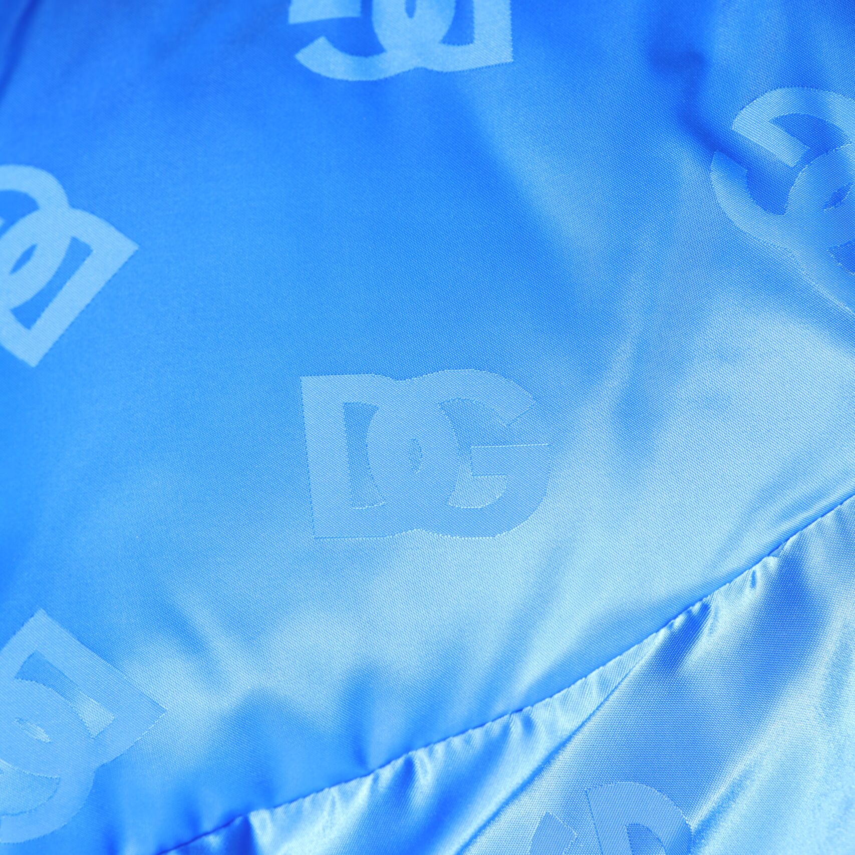 Dolce & Gabbana Blue Logo Full Zip Hooded Quilted Jacket