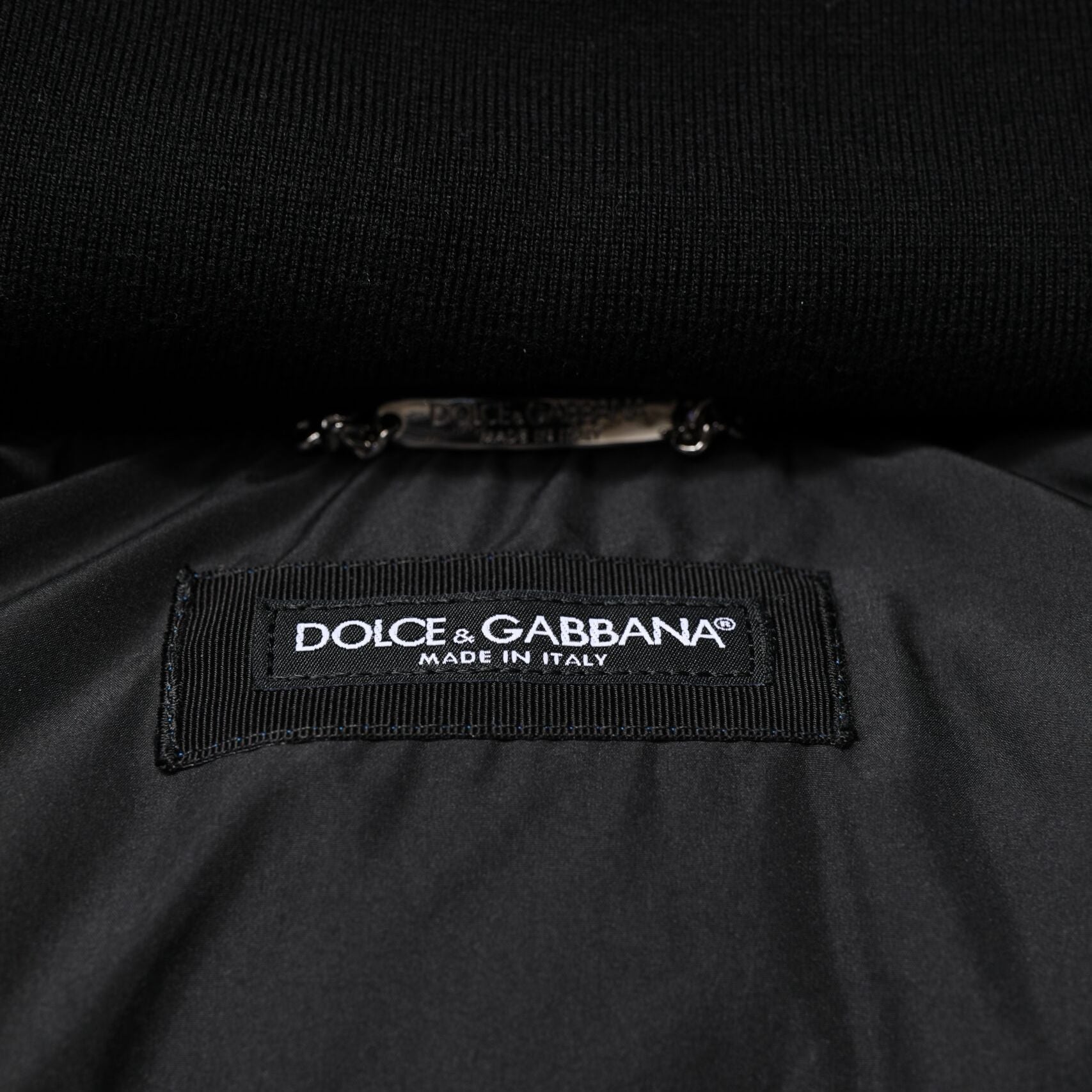 Dolce & Gabbana Blue Logo Full Zip Hooded Quilted Jacket