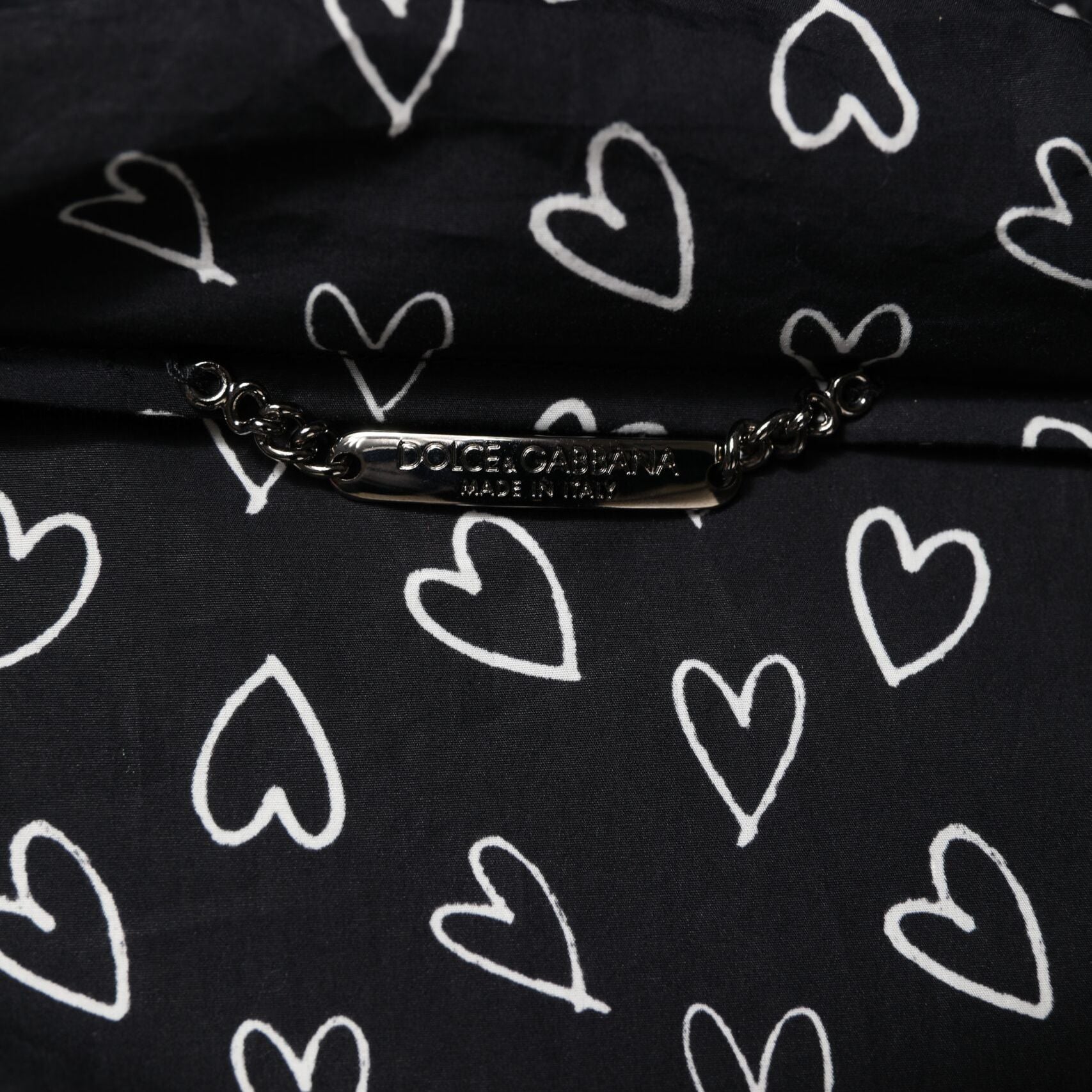 Dolce & Gabbana Black Heart Print Hooded Windbreaker Jacket