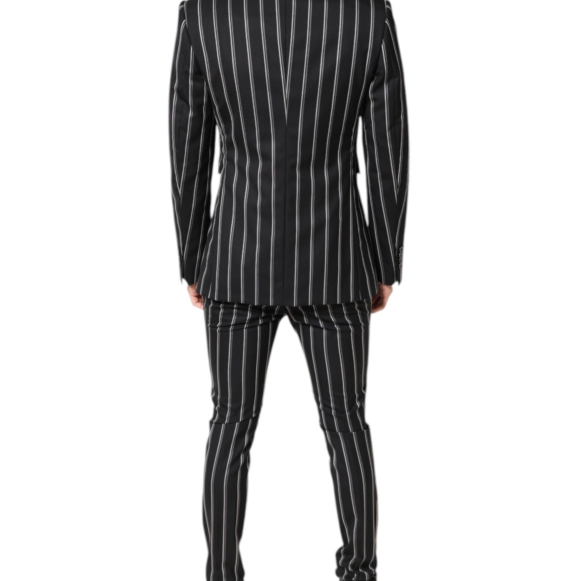 Dolce & Gabbana Black Striped SICILIA Formal 2 Piece Suit