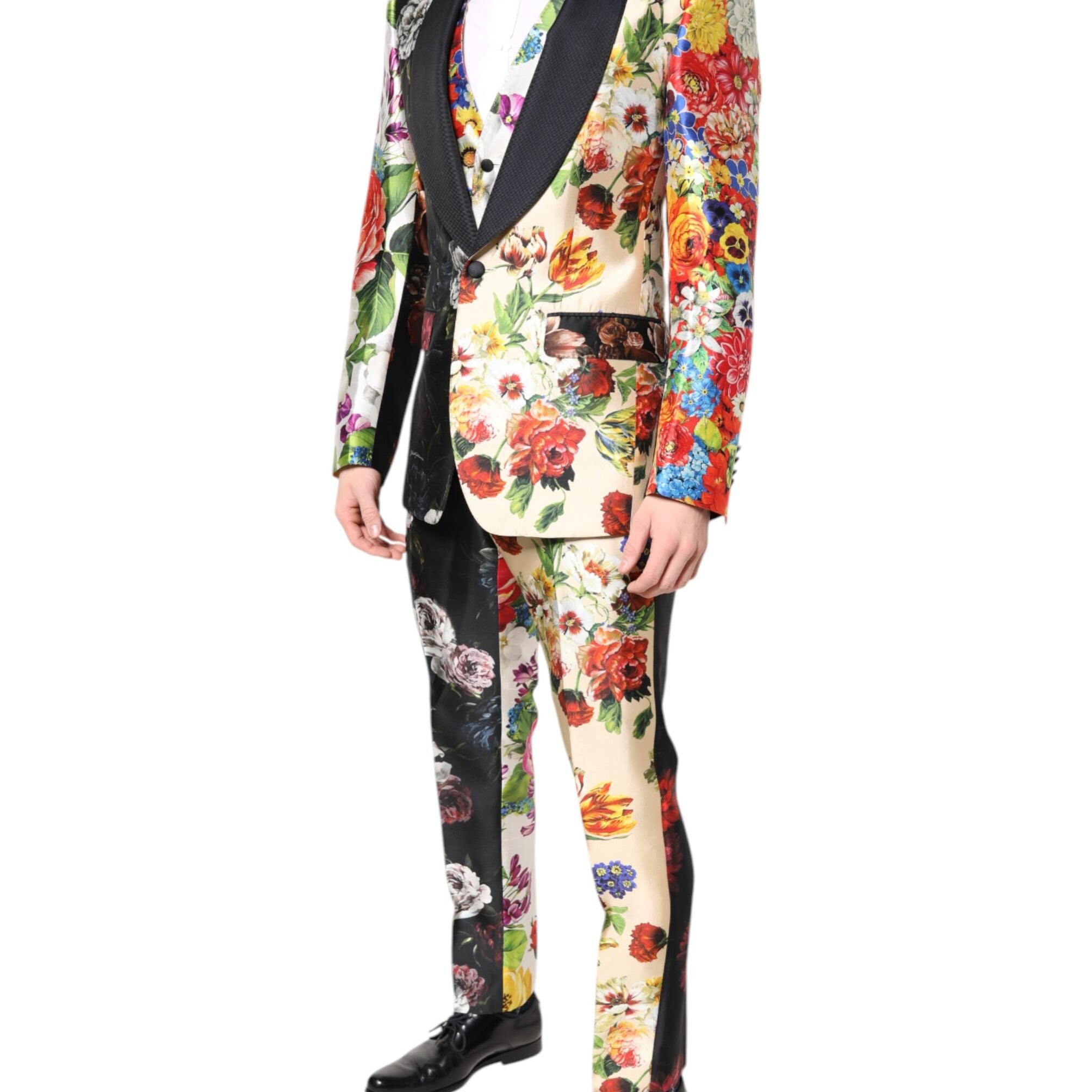 Dolce & Gabbana Multicolor Floral SICILIA Silk 3 Piece Suit