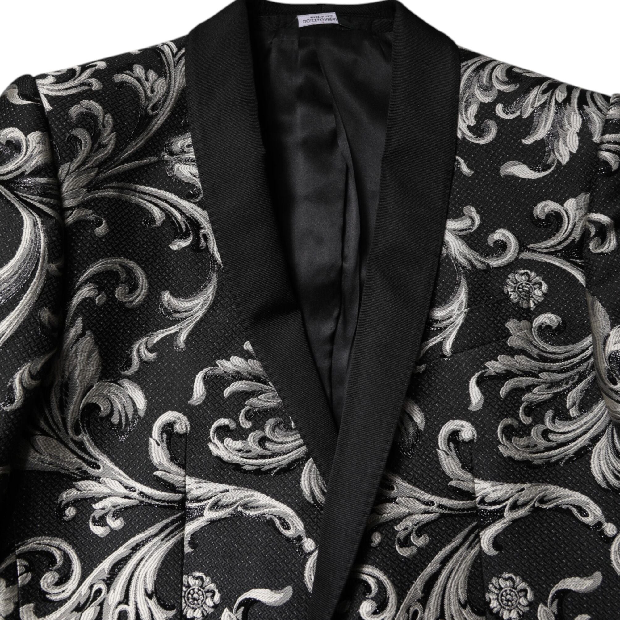 Dolce & Gabbana Black Gray MARTINI Jacquard Men 3 Piece Suit