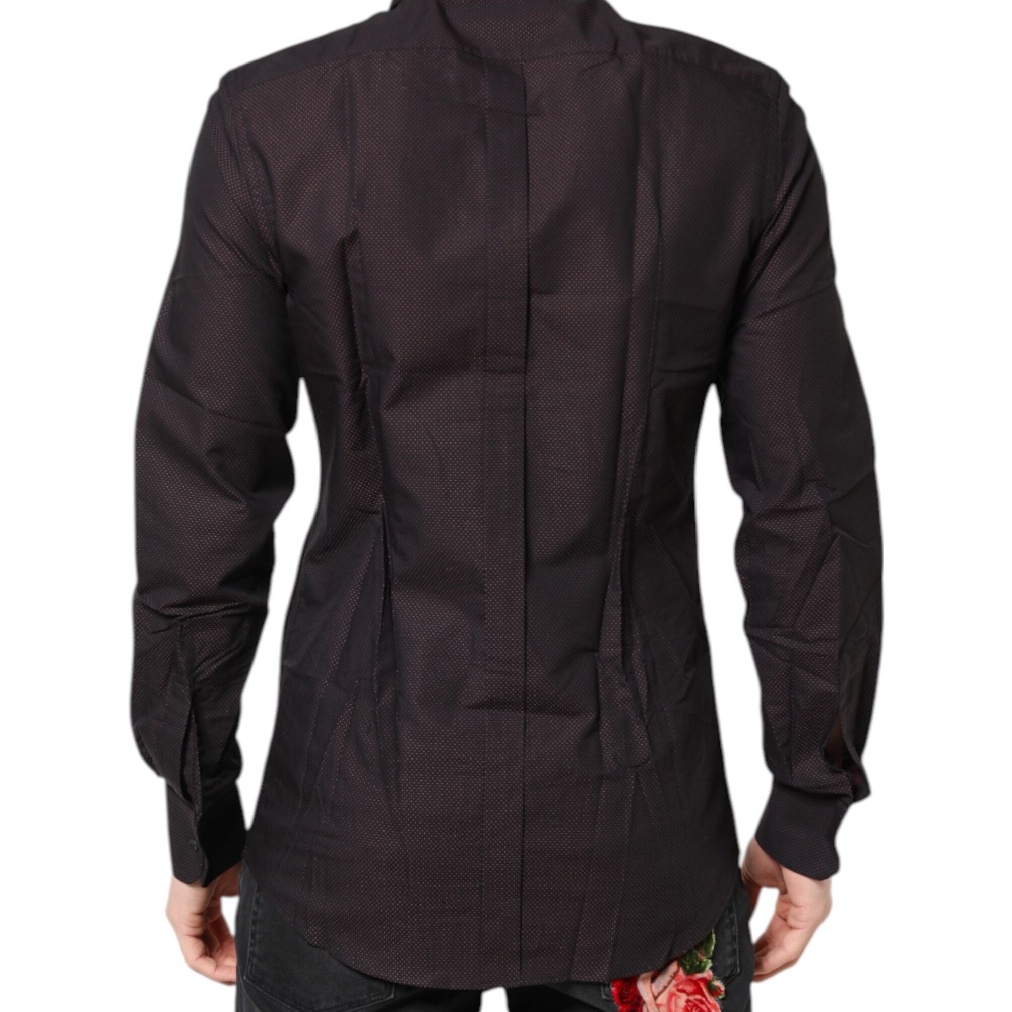 Dolce & Gabbana Maroon Jacquard Cotton GOLD Men Dress Shirt