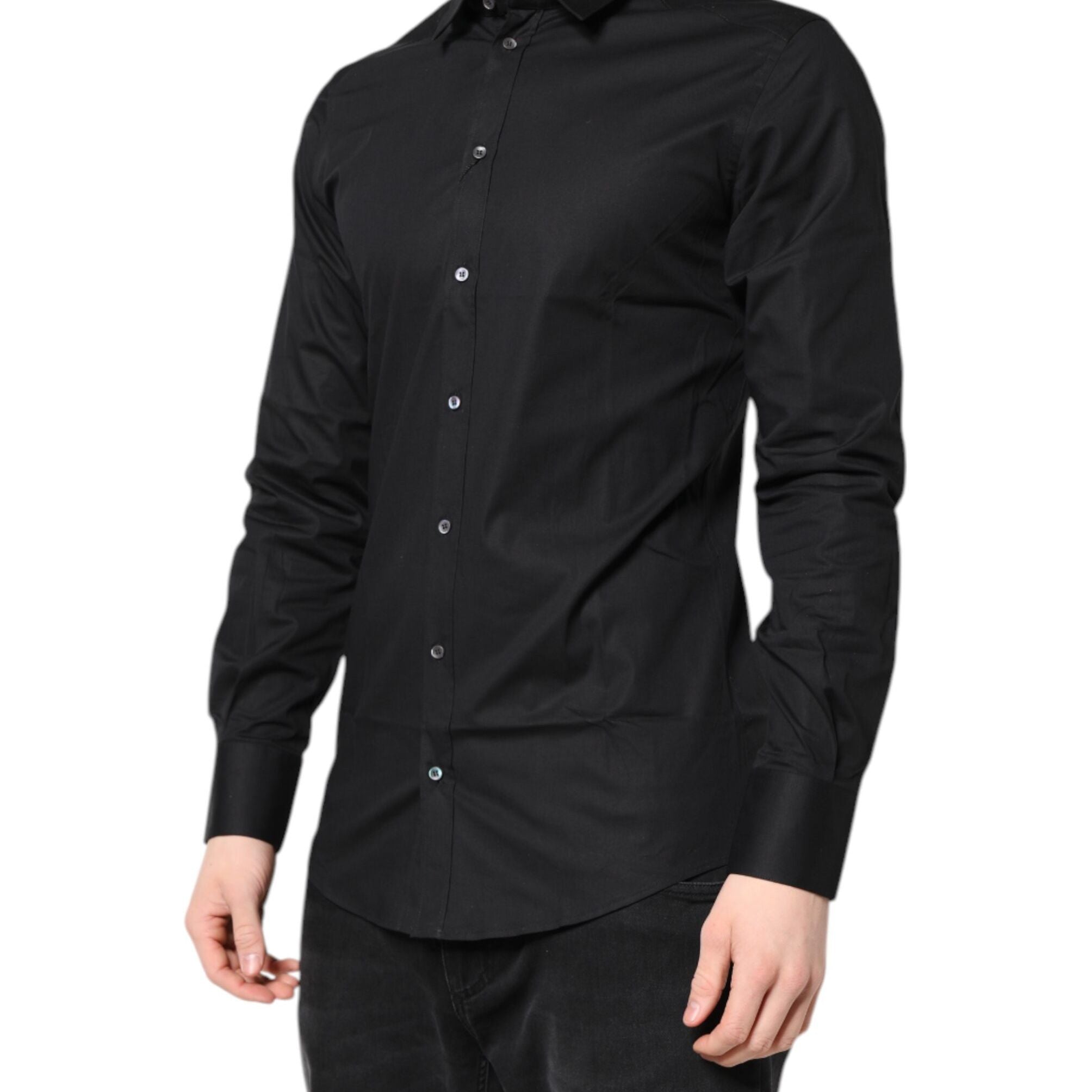 Dolce & Gabbana Black GOLD Cotton Long Sleeves Dress Shirt