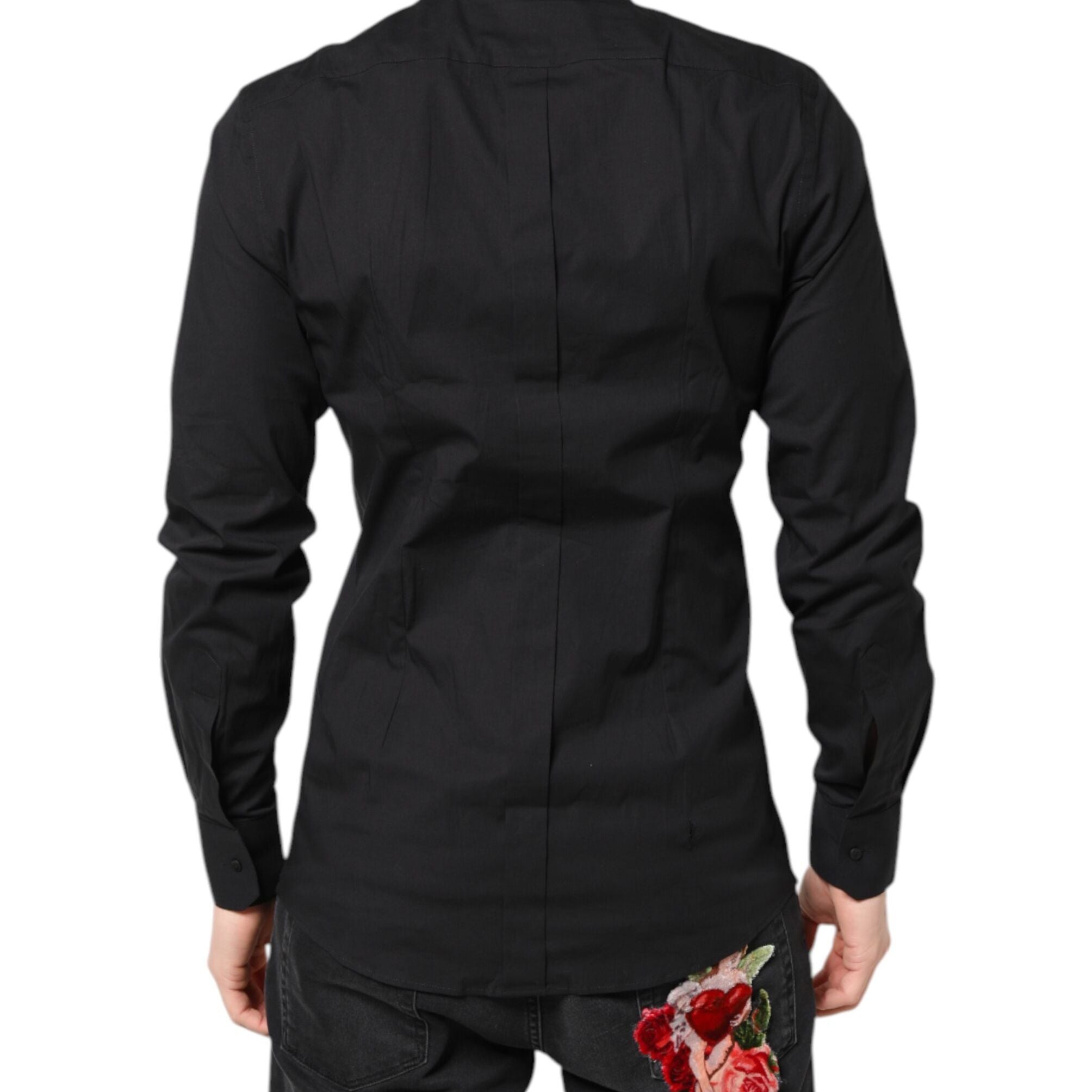 Dolce & Gabbana Black GOLD Cotton Dress Formal Shirt