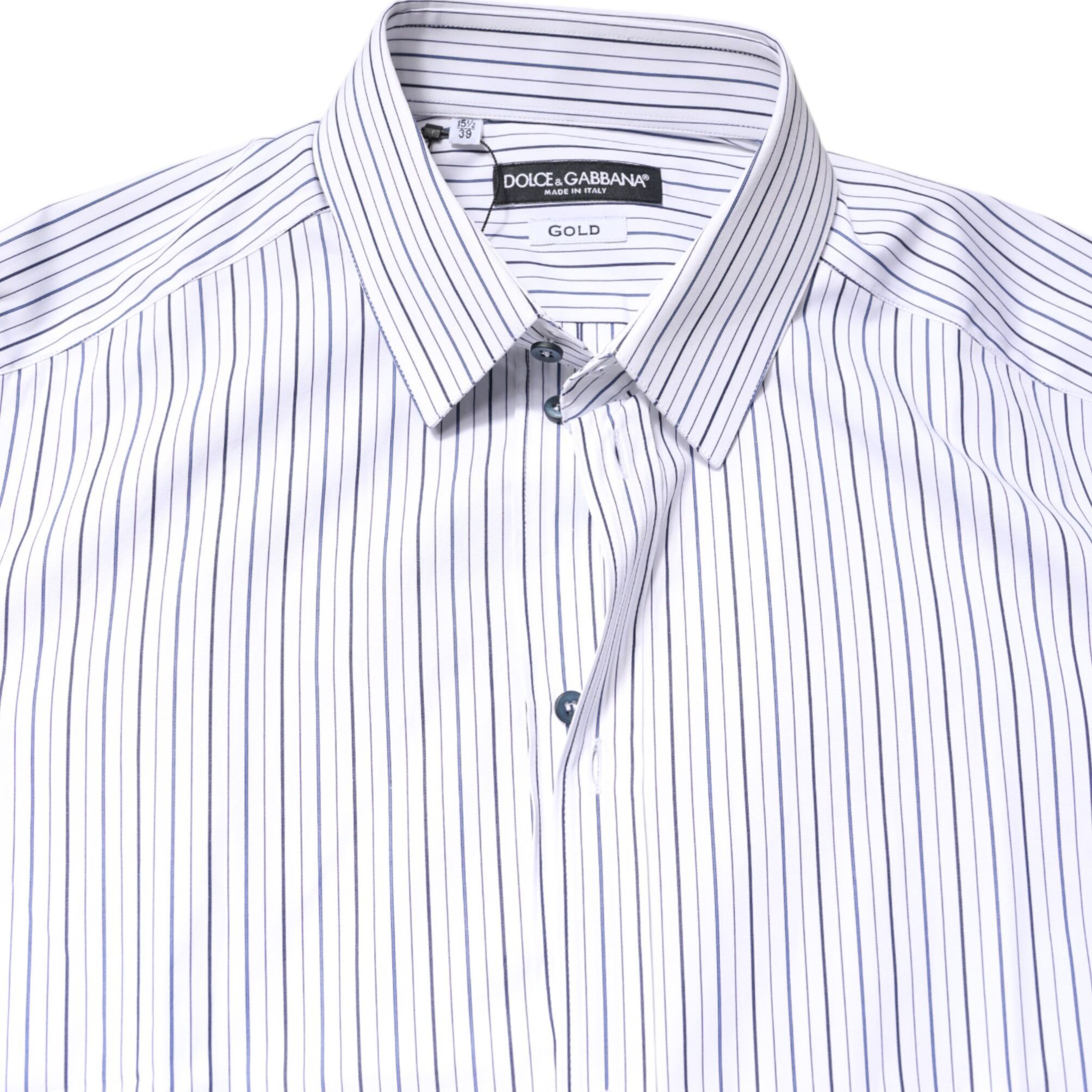 Dolce & Gabbana White Stripes GOLD Cotton Formal Shirt