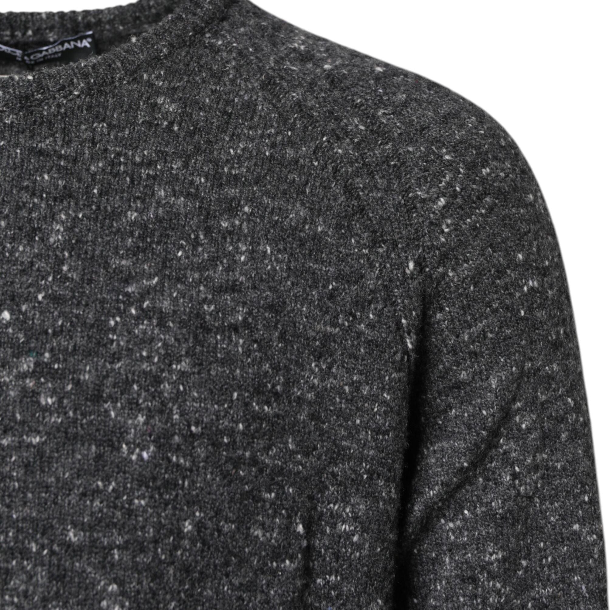 Dolce & Gabbana Gray Wool Knitted Round Neck Pullover Sweater