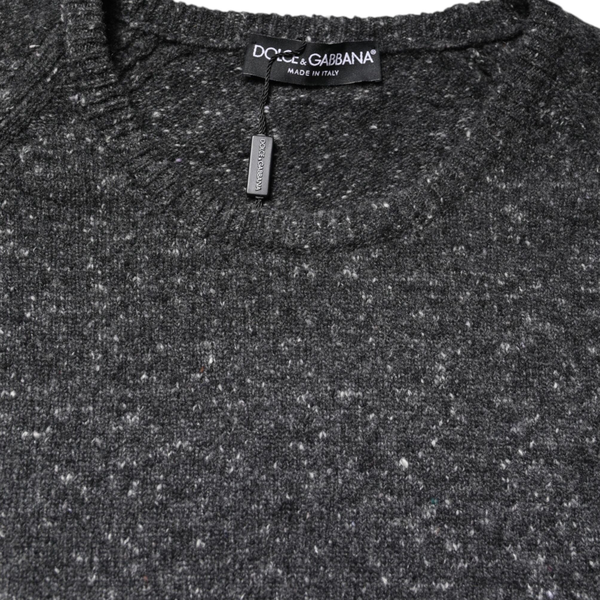 Dolce & Gabbana Gray Wool Knitted Round Neck Pullover Sweater
