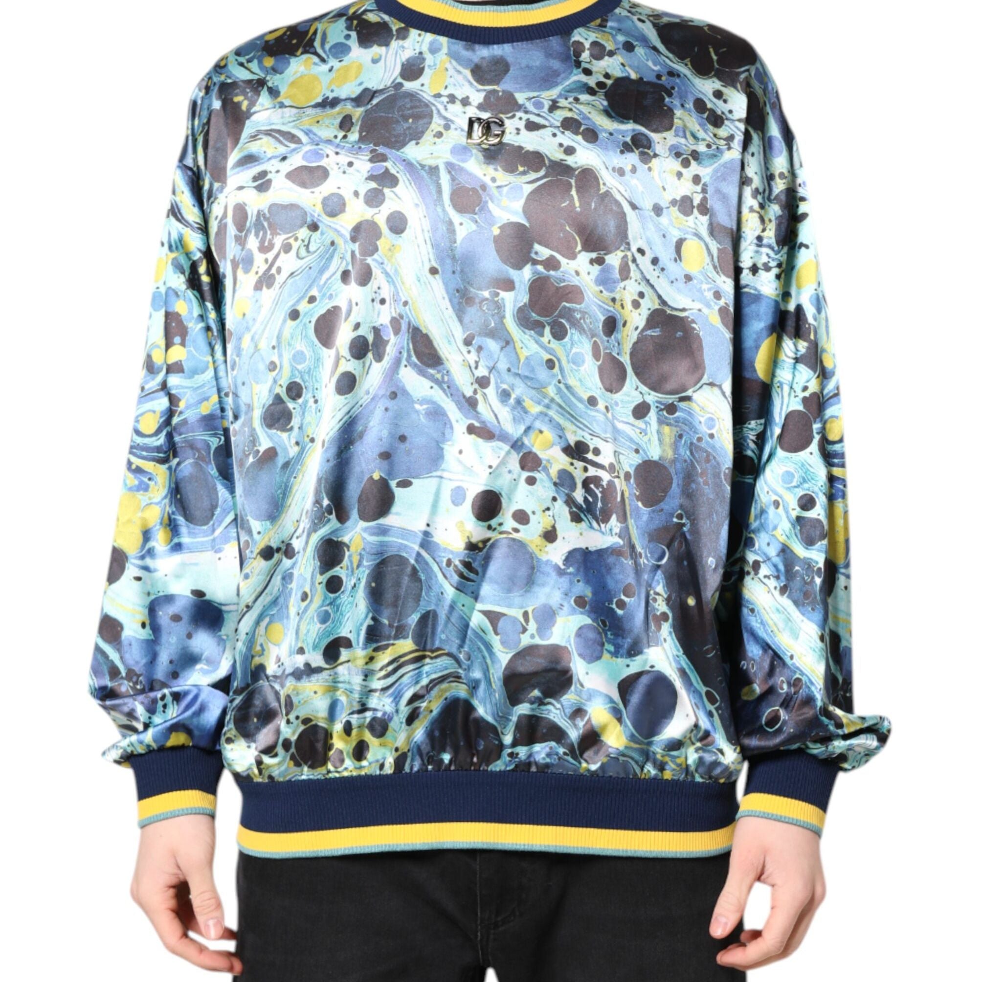 Dolce & Gabbana Multicolor Marble Print Men Pullover Sweater