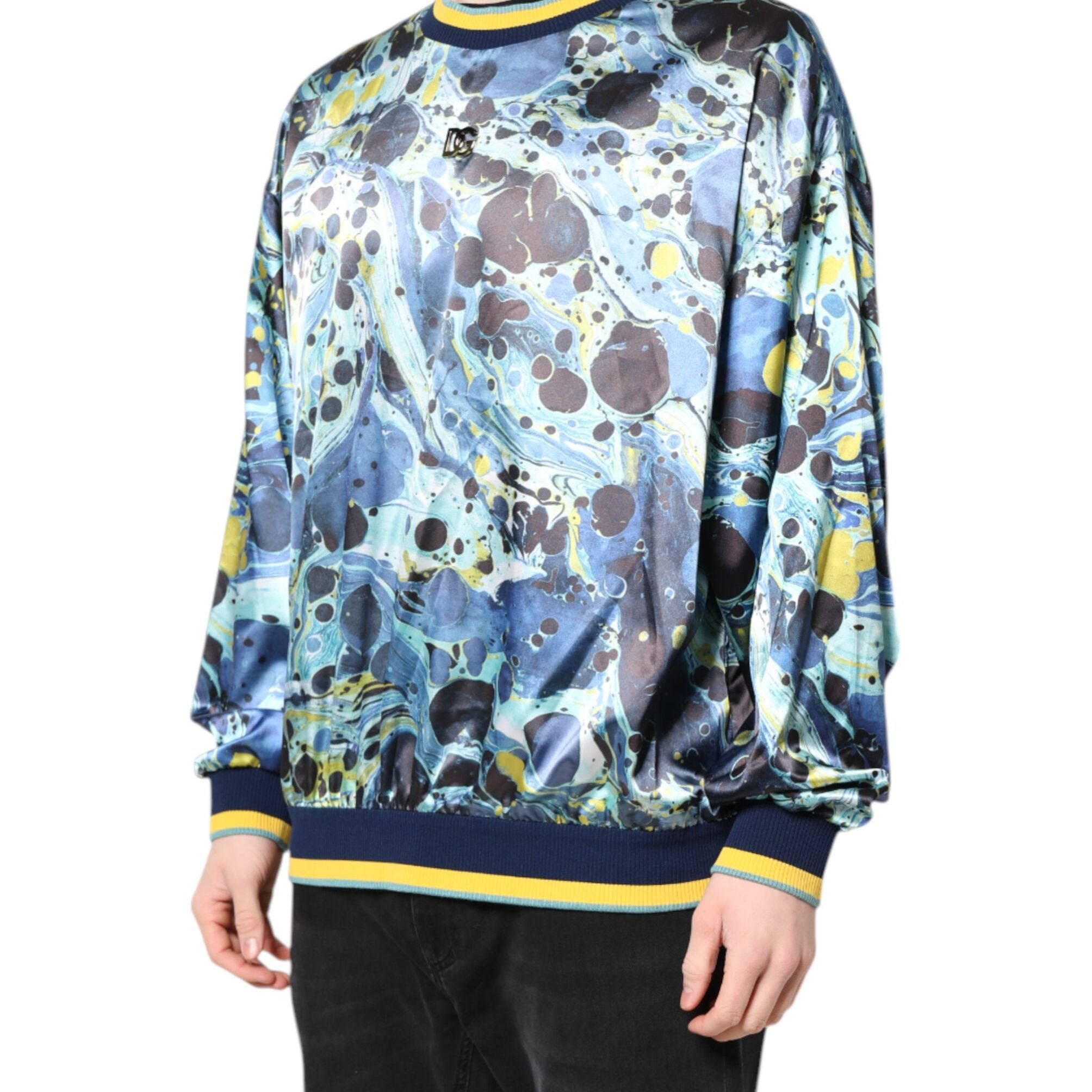 Dolce & Gabbana Multicolor Marble Print Men Pullover Sweater
