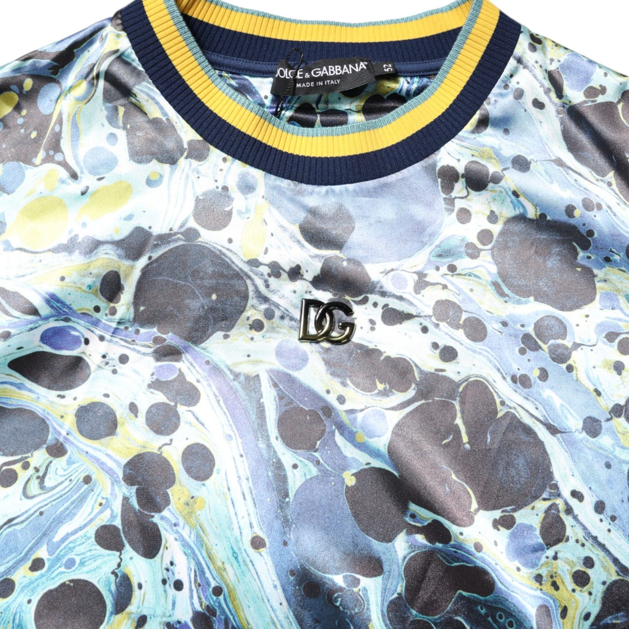 Dolce & Gabbana Multicolor Marble Print Men Pullover Sweater