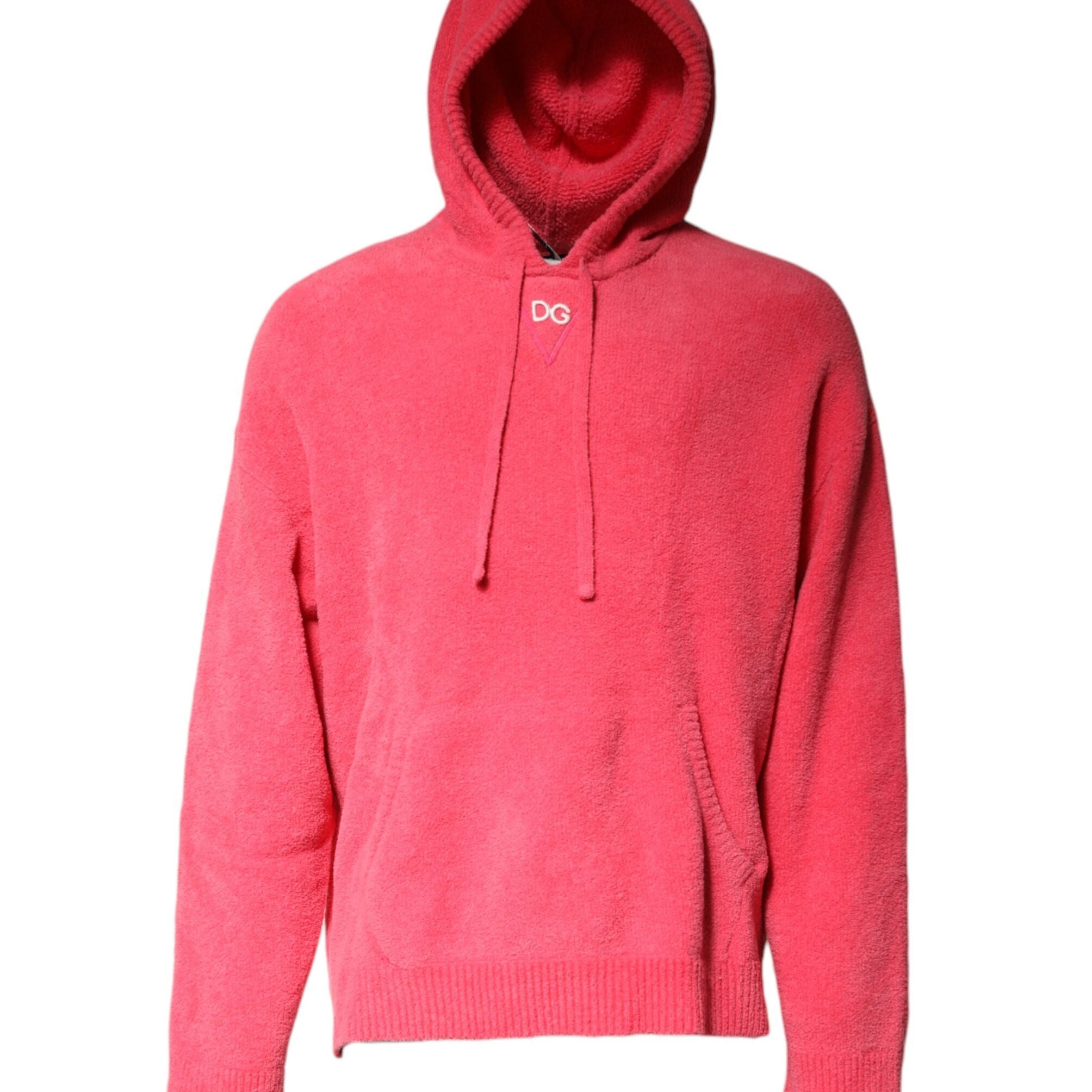 Dolce & Gabbana Red Cotton Knit Hooded Men Pullover Sweater